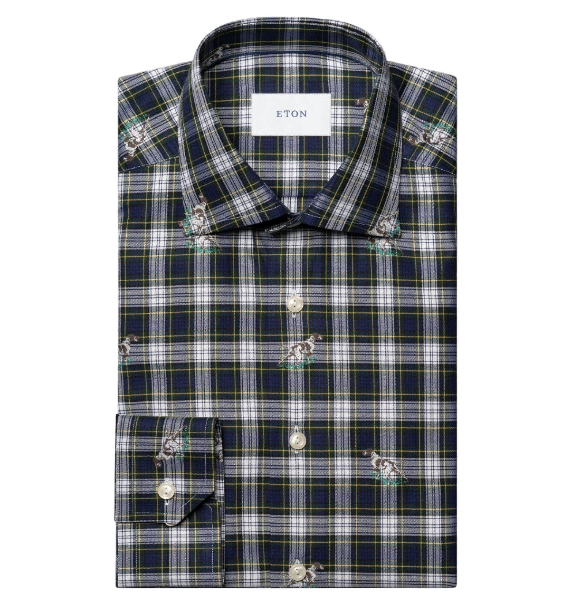 Chemise verte avec broderie de chien