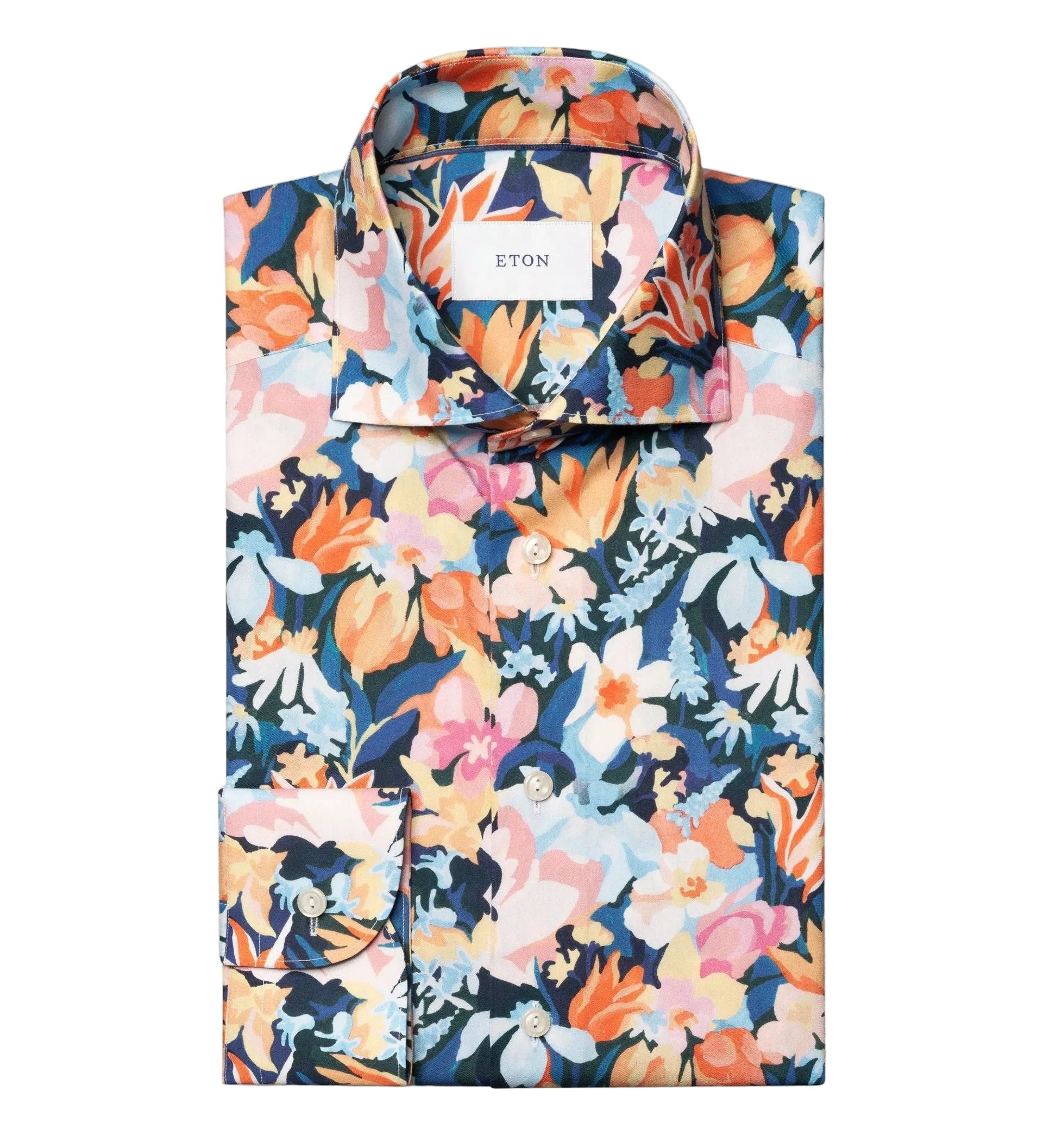 Chemise Eton fleurie en coton infroissable