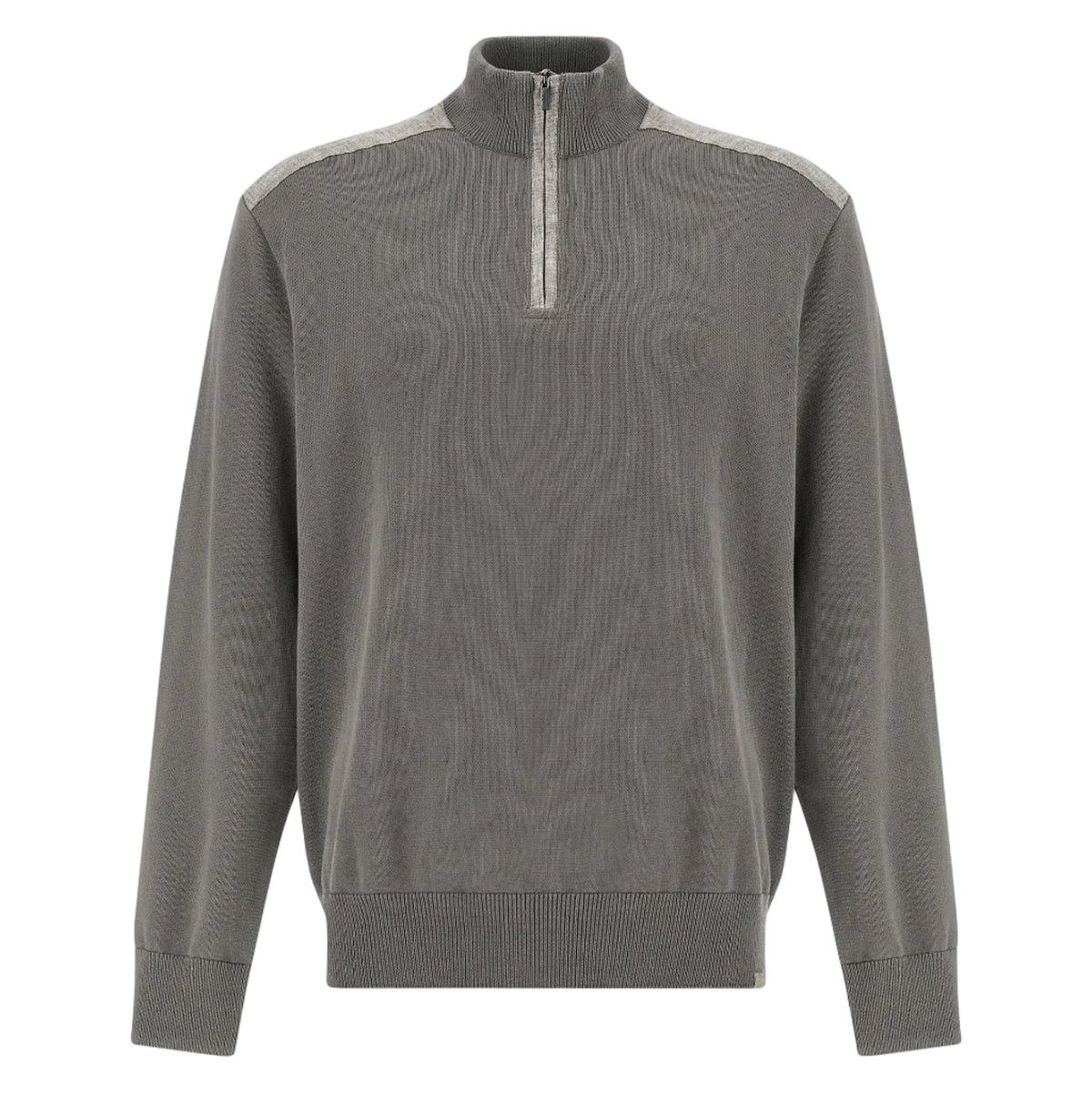 Pull beige demi-zip en coton