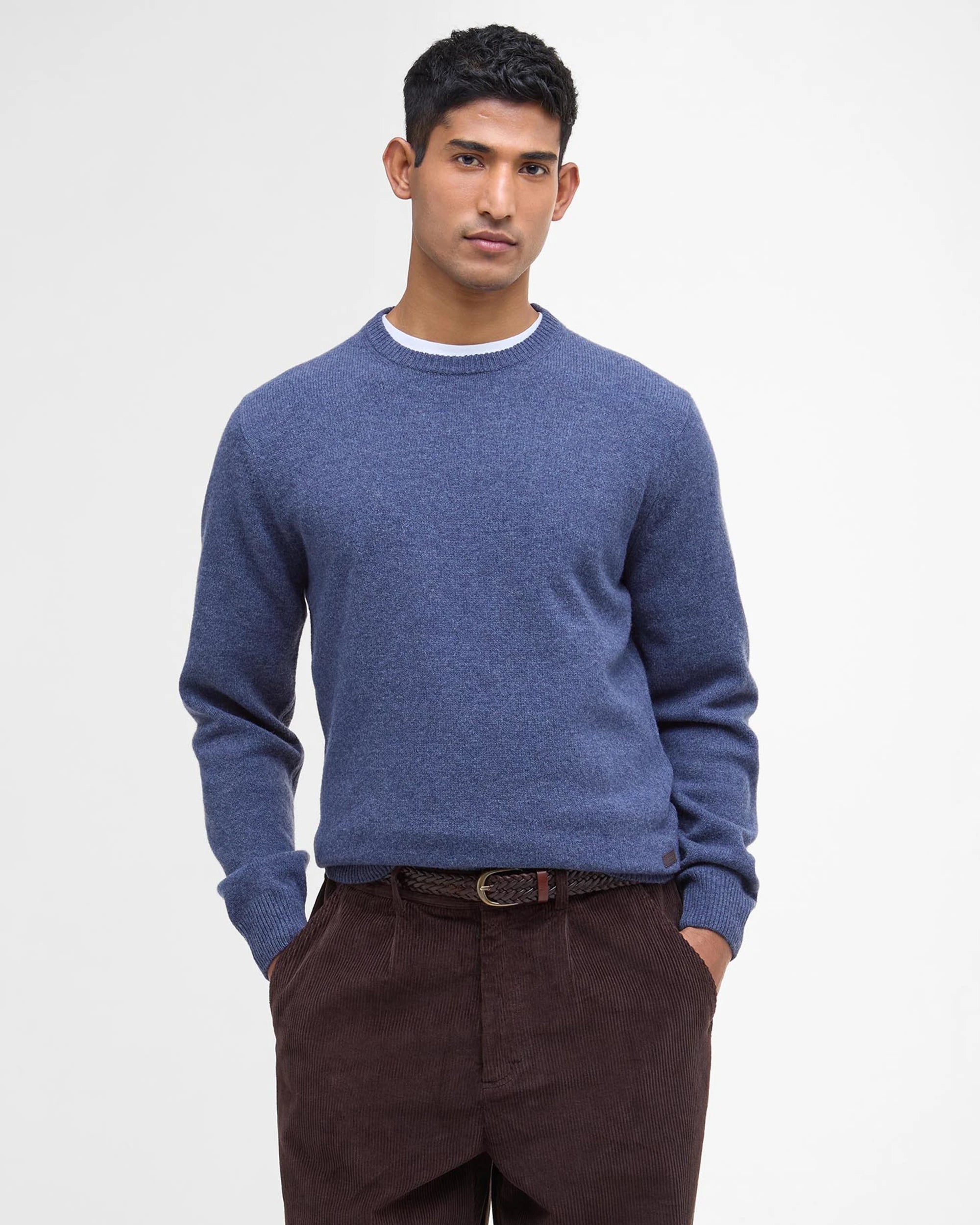 Pull de laine essentiel avec patch en cuir