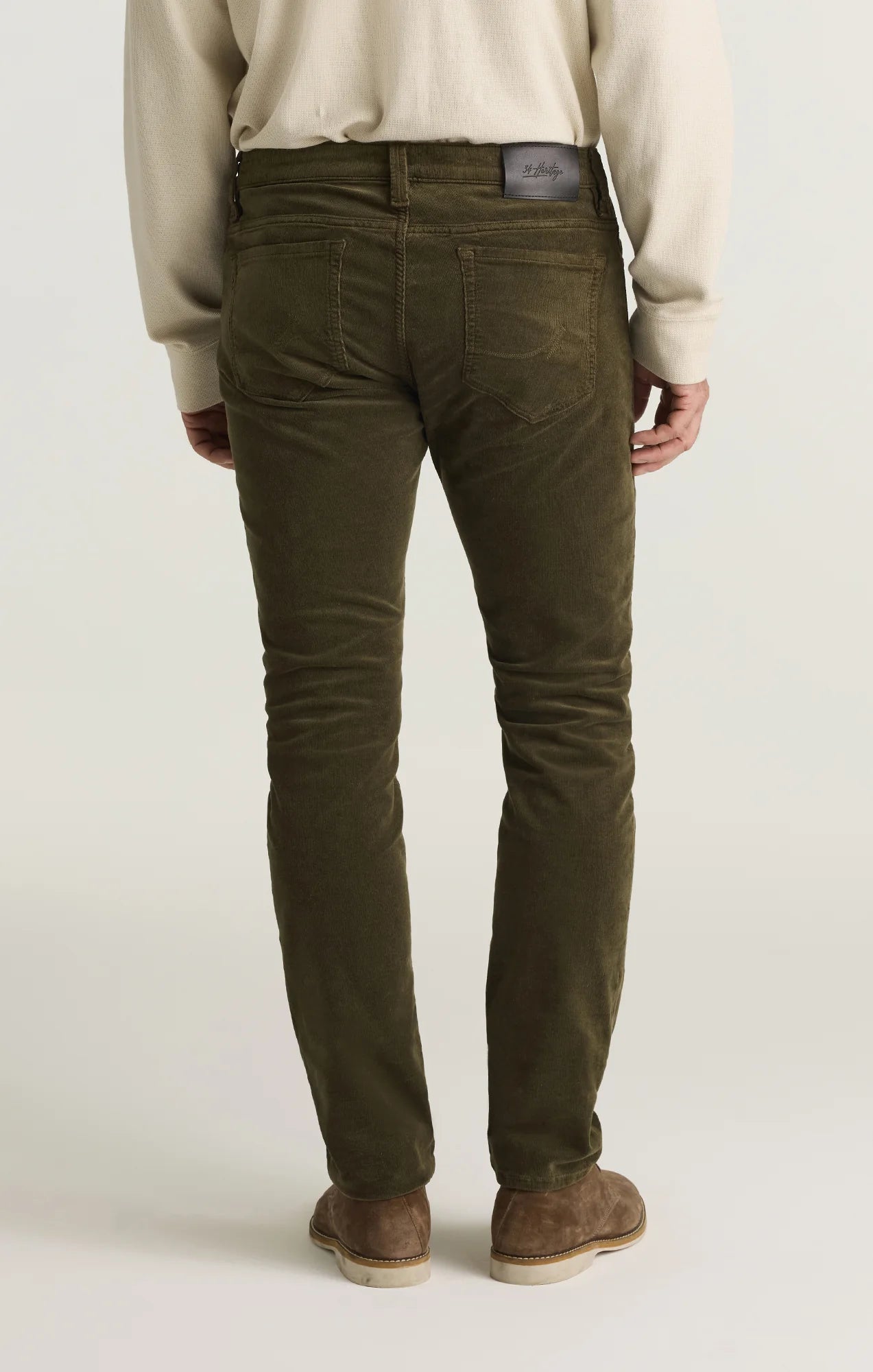 Pantalon extensible en corduroy couleur Fern