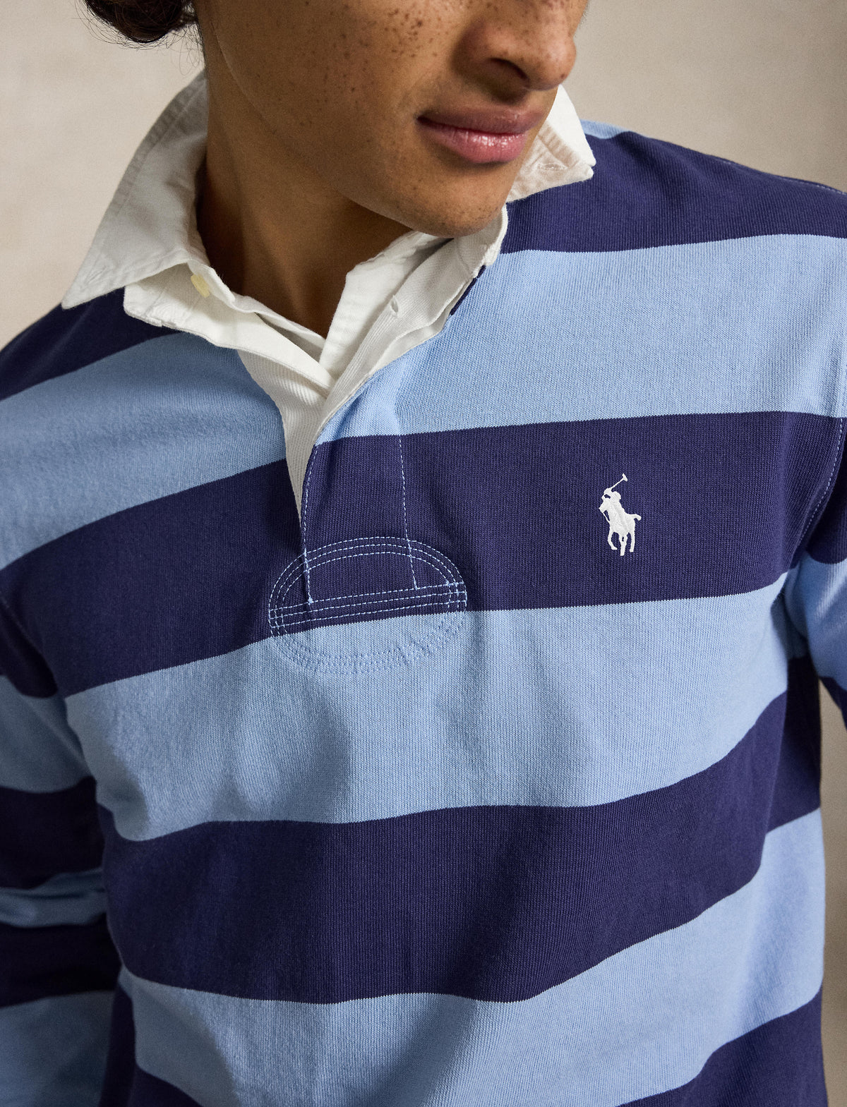 Polo Rugby bleu ligné