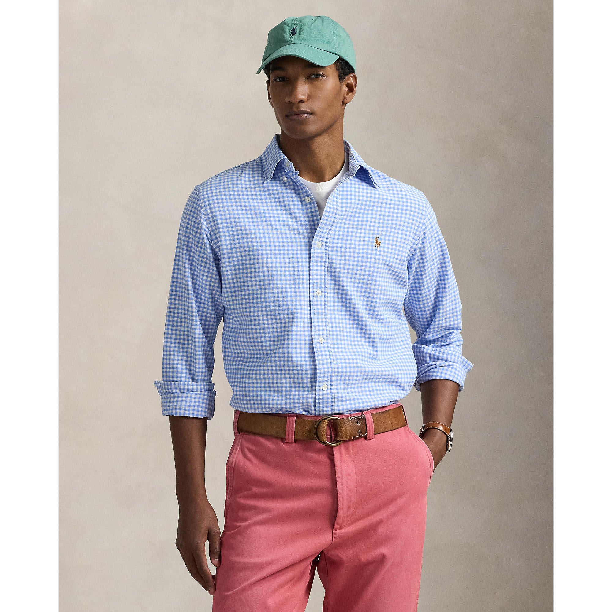 Chemise Oxford à carreaux bleu