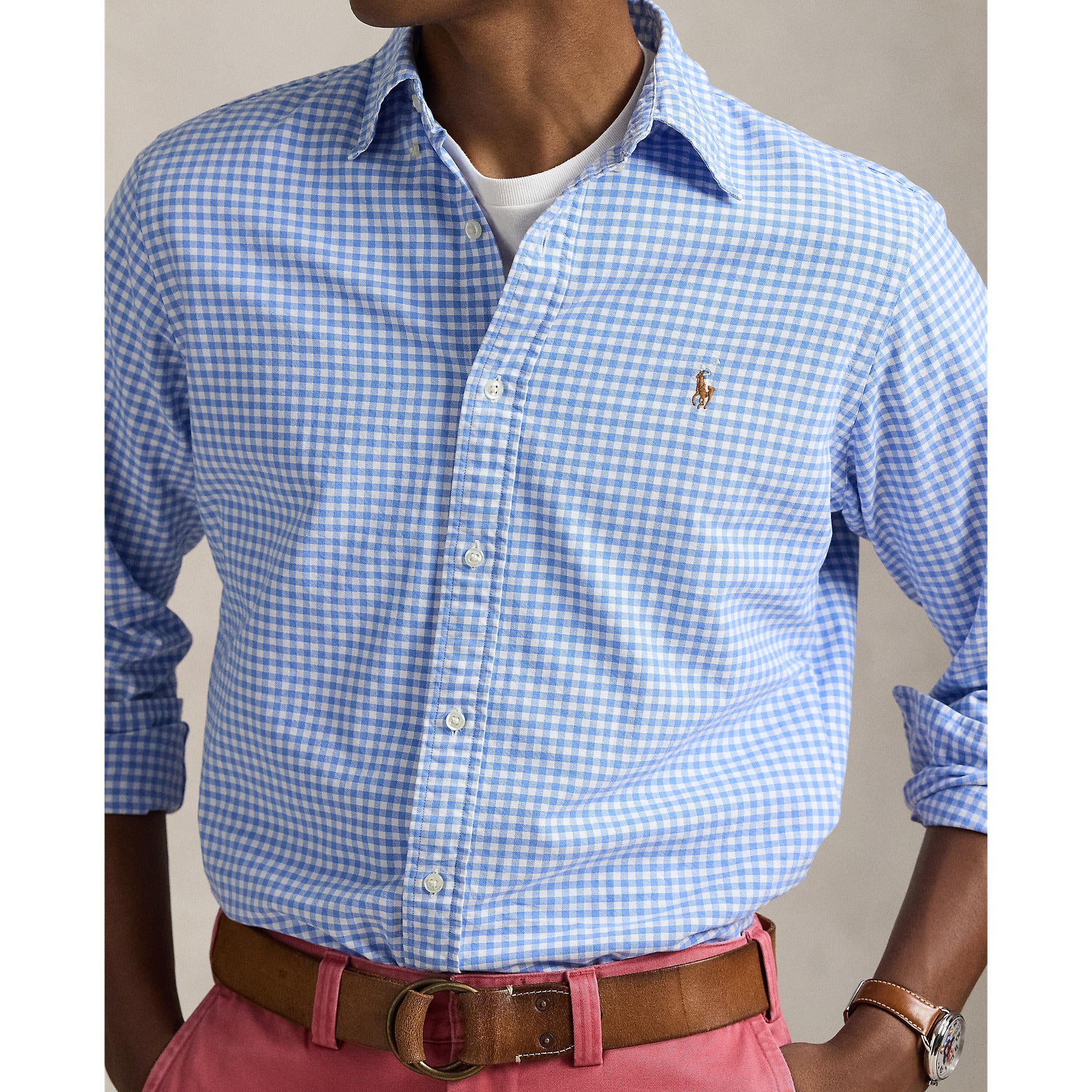 Chemise Oxford à carreaux bleu