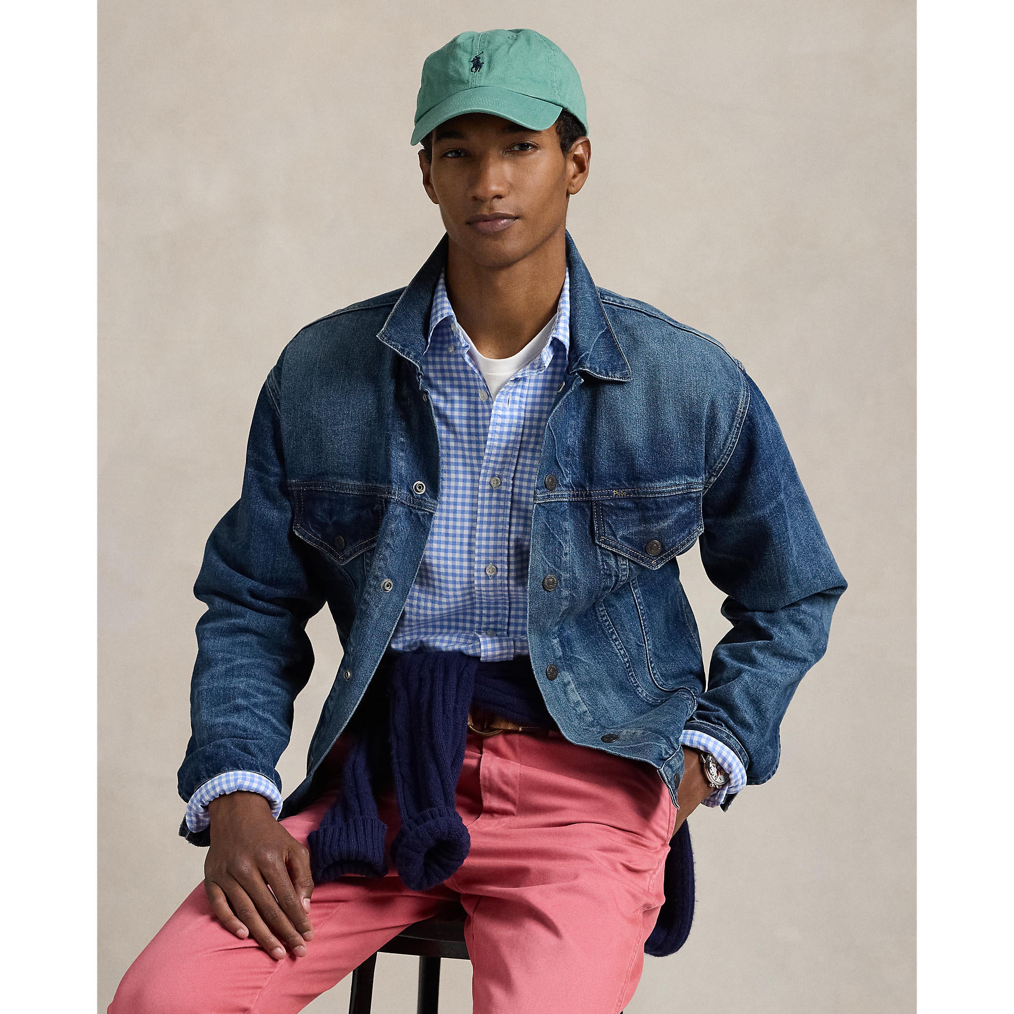 Chemise Oxford à carreaux bleu