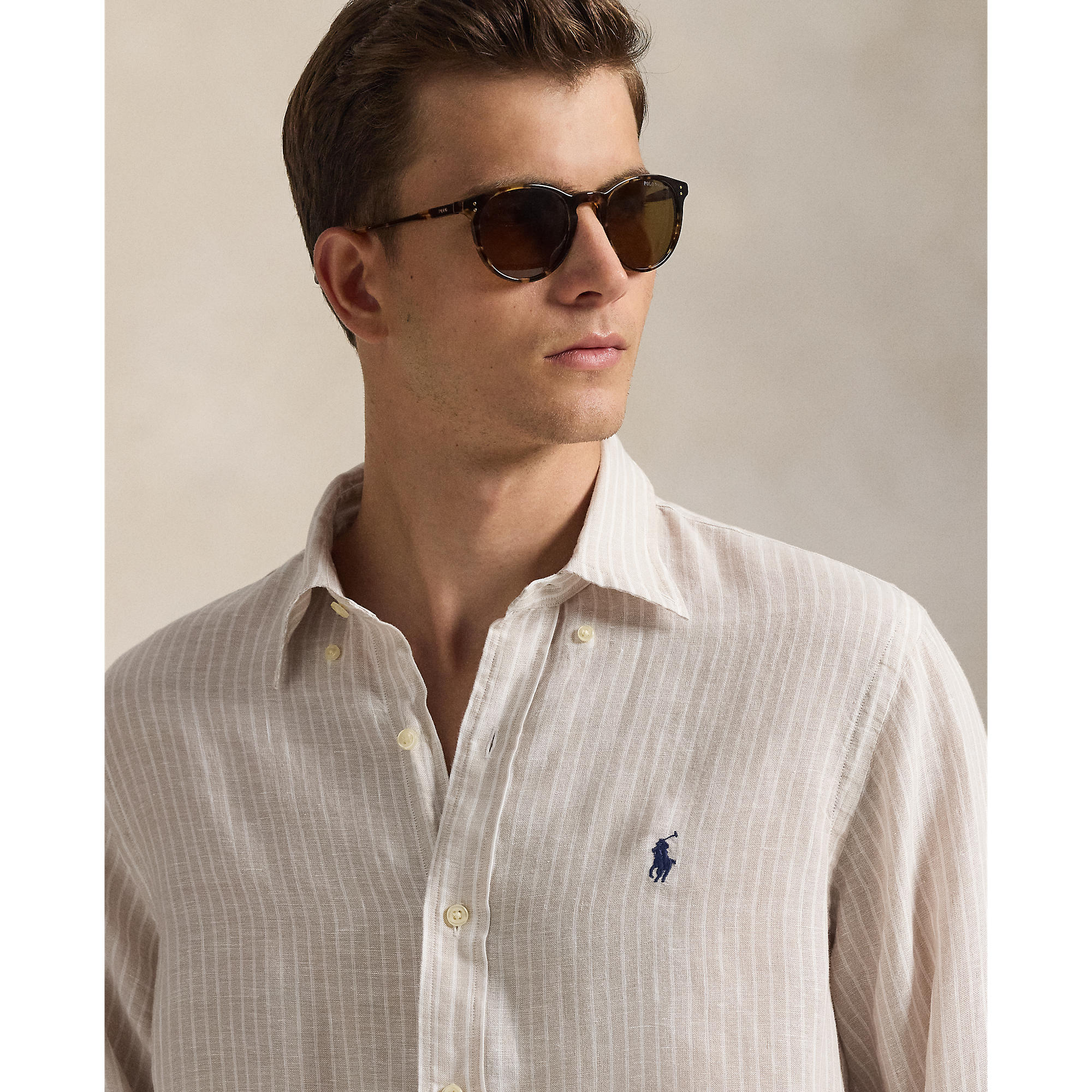 Chemise en lin rayée Classic Fit