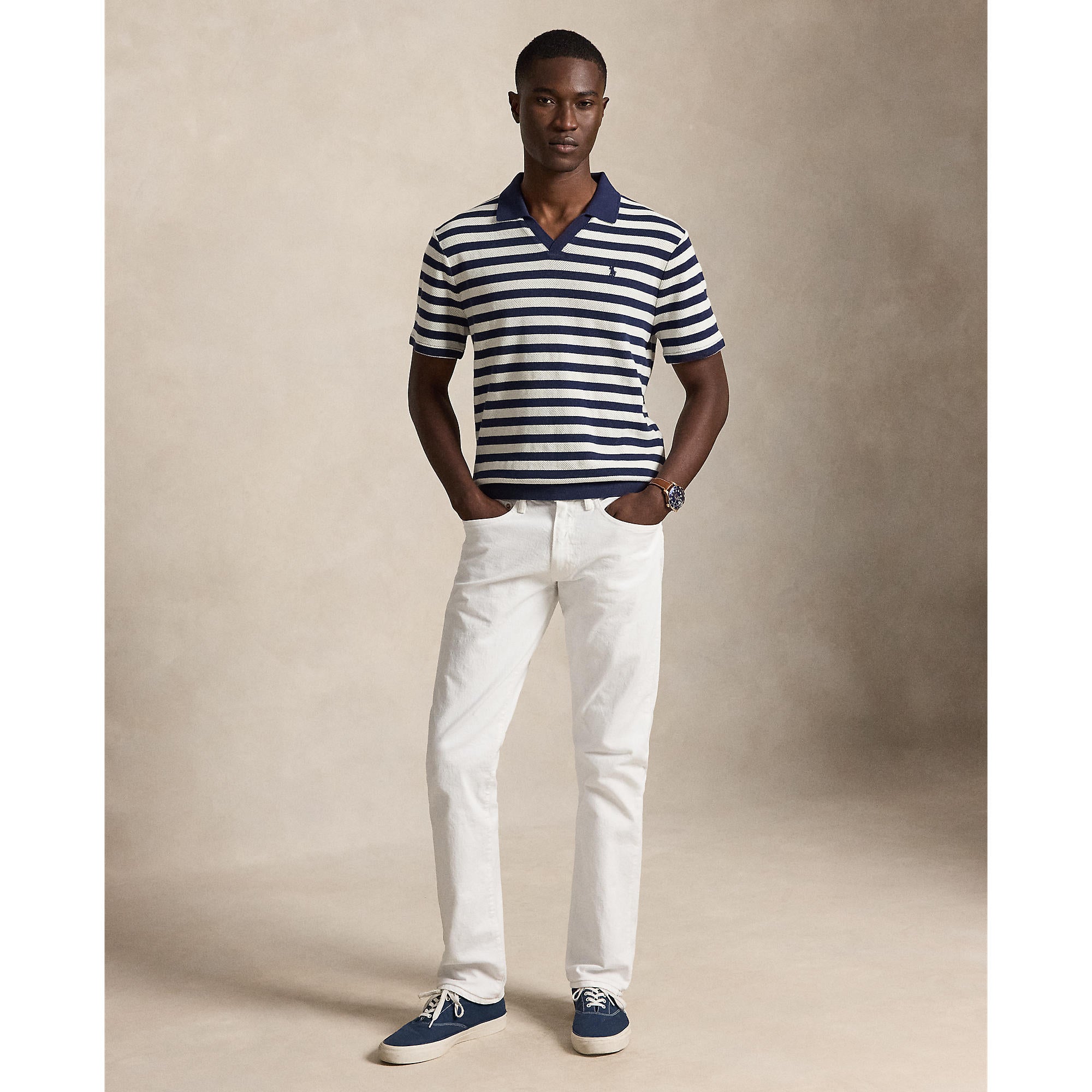 Polo rayé texturé en coto