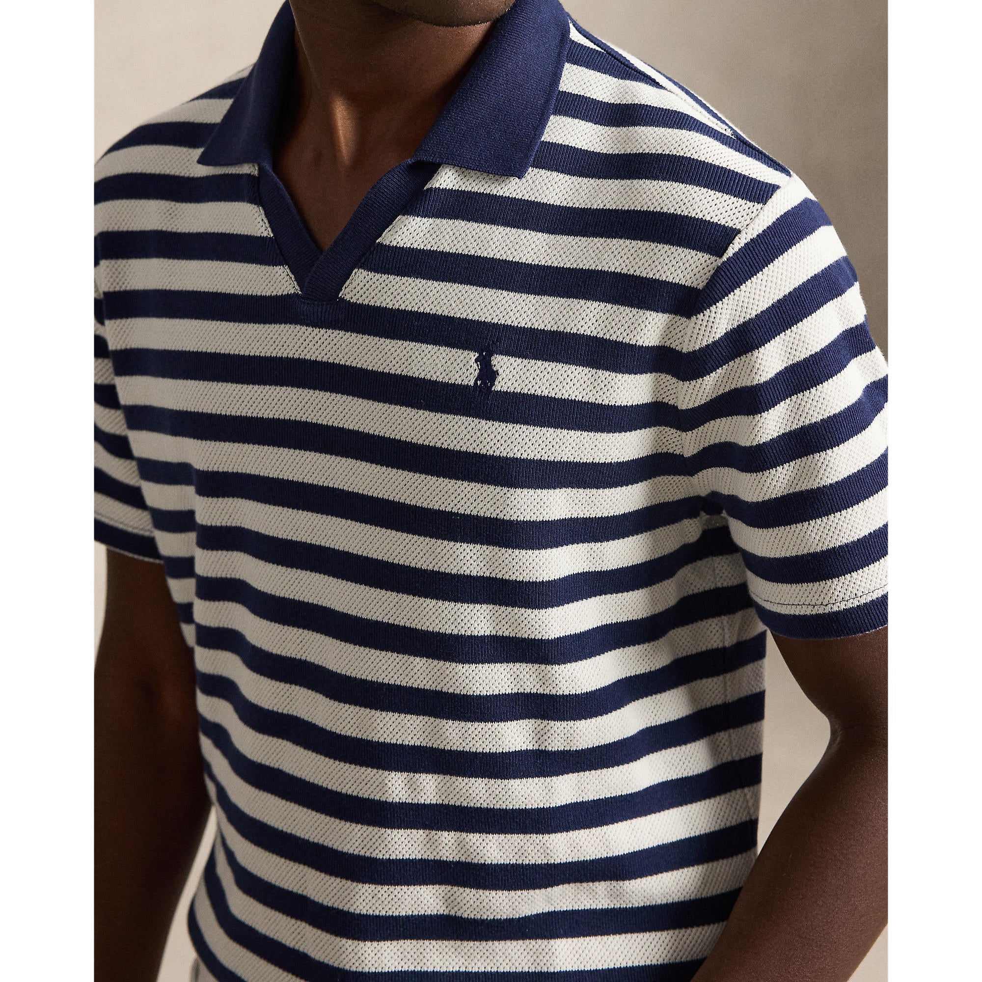 Polo rayé texturé en coto