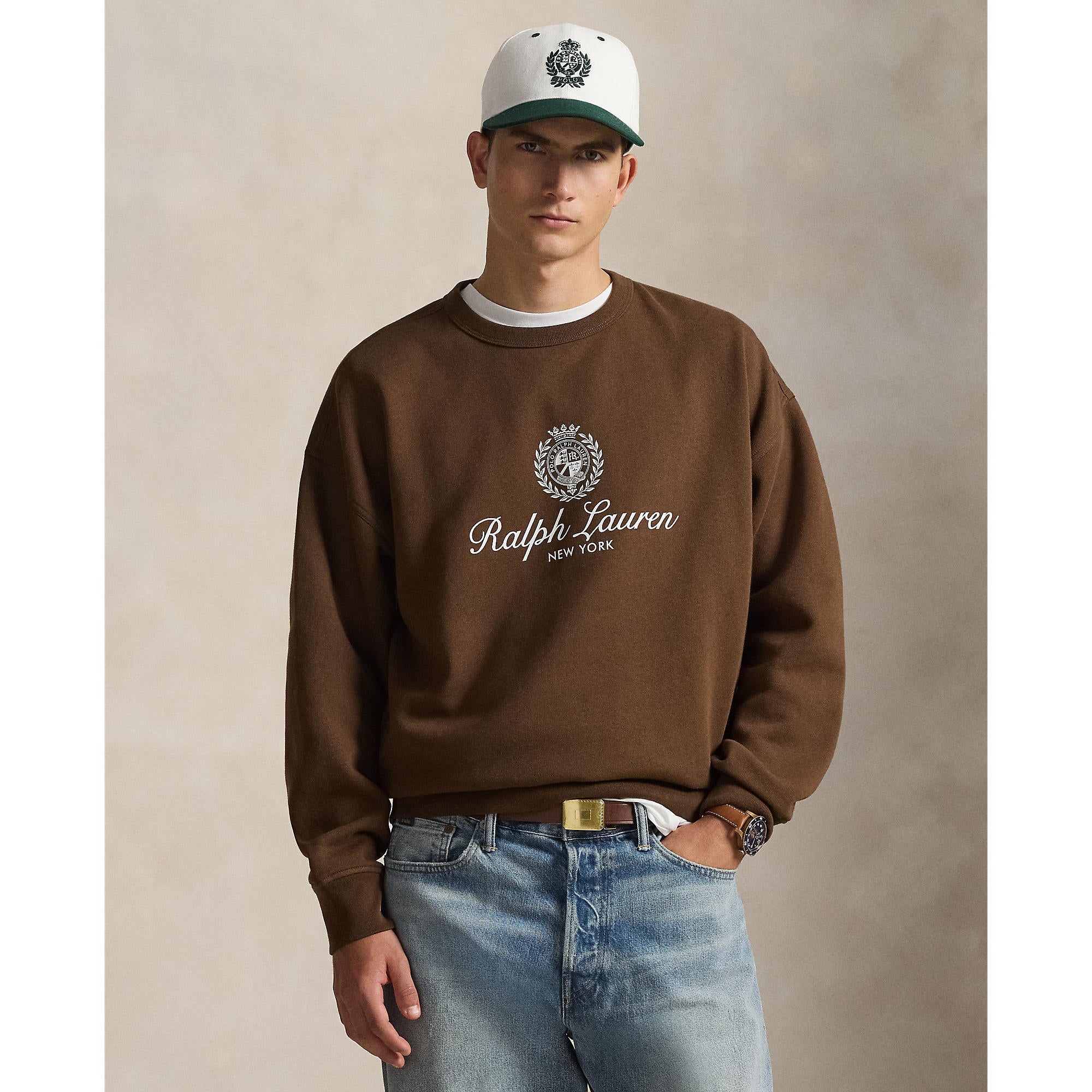 Chandail molleton logo RL brun