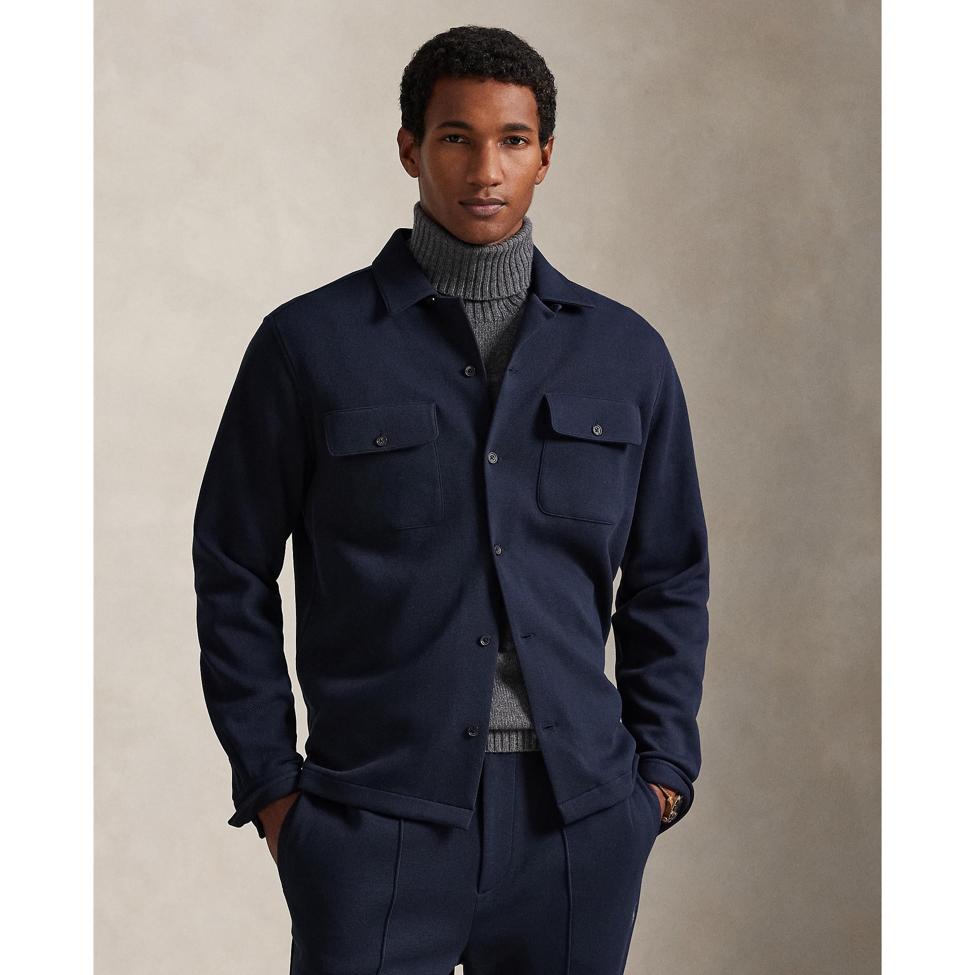 Sur-chemise en coton marine