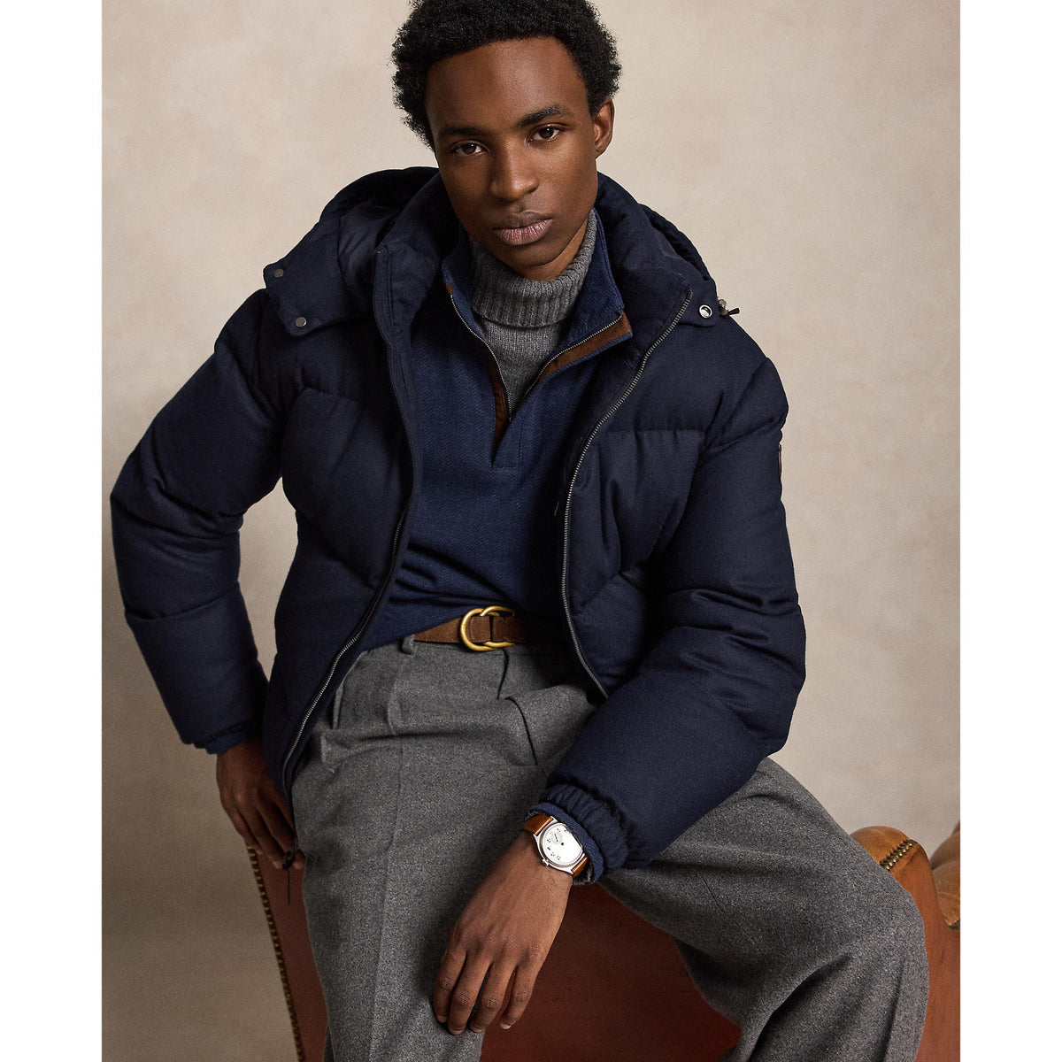 Chandail bleu à demi-zip bleu