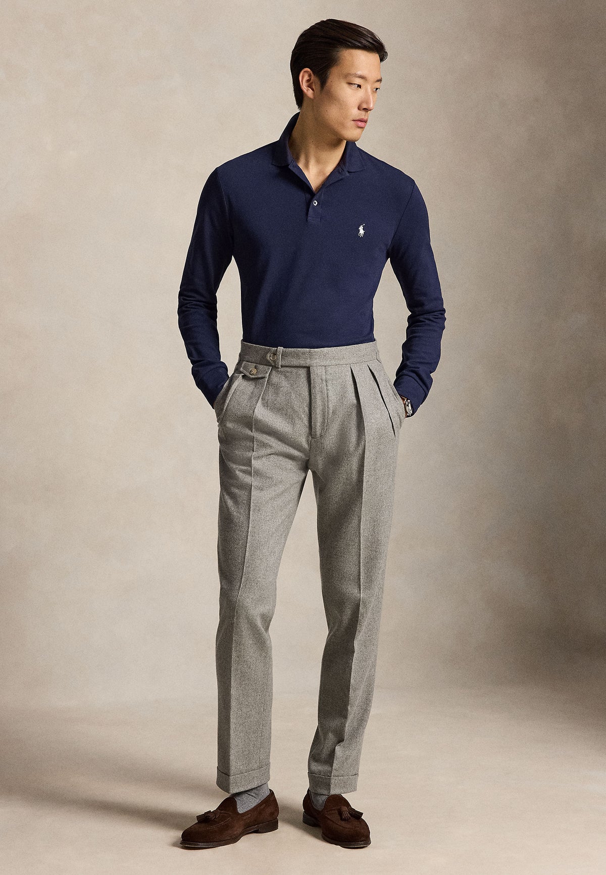 Polo manches longues en coton doux