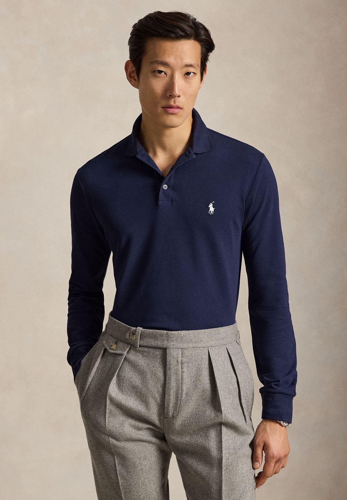 Polo manches longues en coton doux