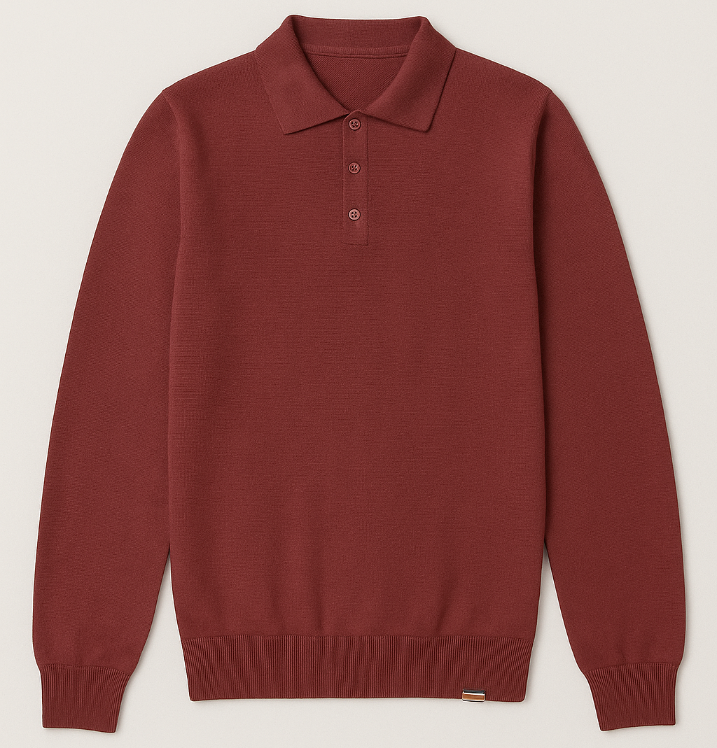 Polo Maurice en coton et cachemire bordeaux