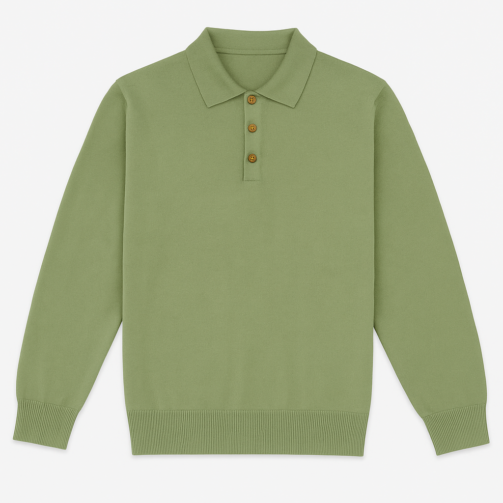 Polo Maurice en coton et cachemire vert