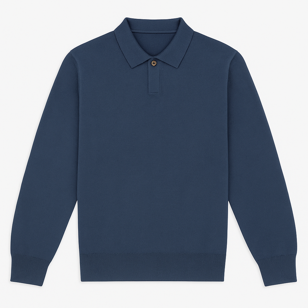 Polo Maurice en coton et cachemire marine