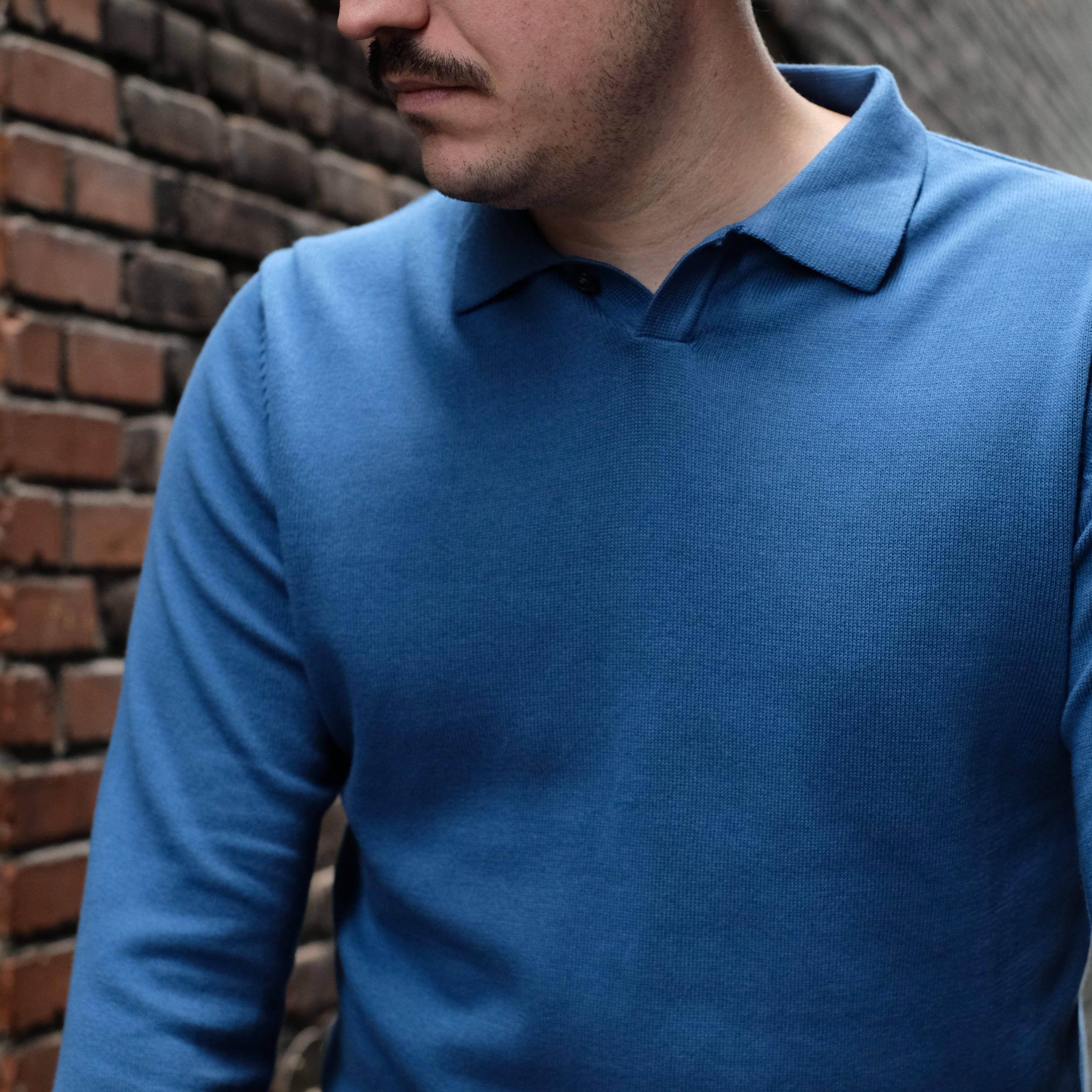 Polo Maurice bleu aviateur en coton cachemire