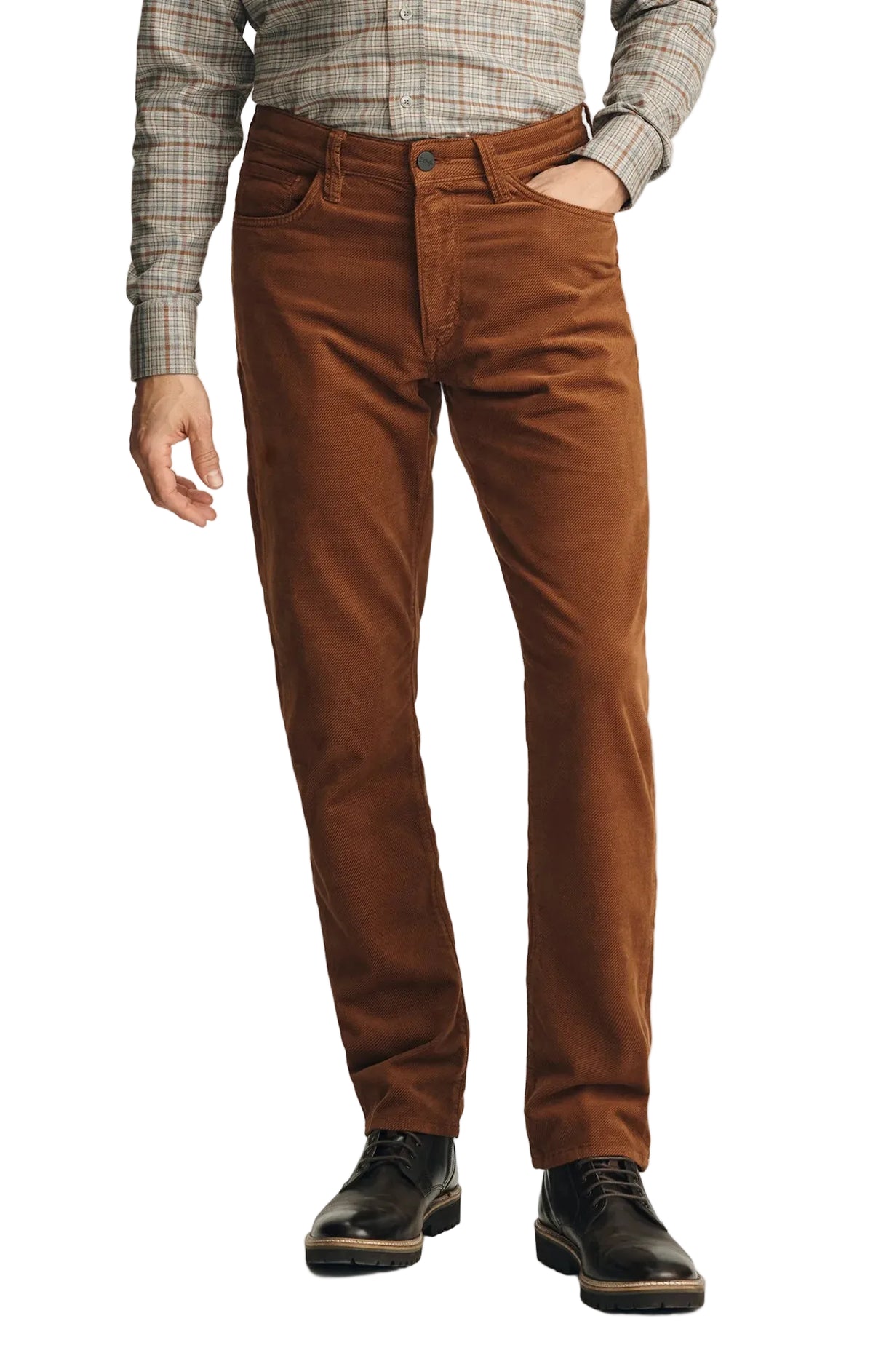 Pantalon en velours côtelé extensible Terracotta