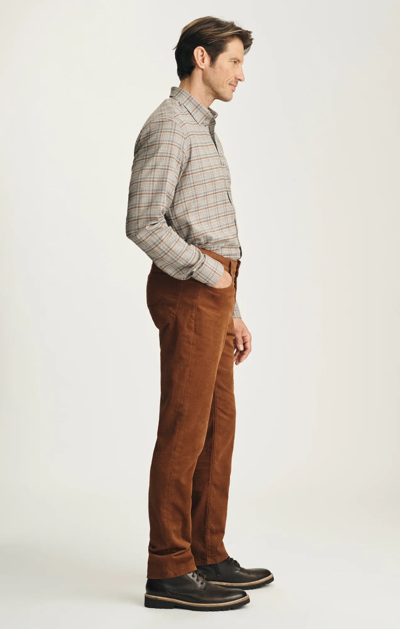 Pantalon en velours côtelé extensible Terracotta