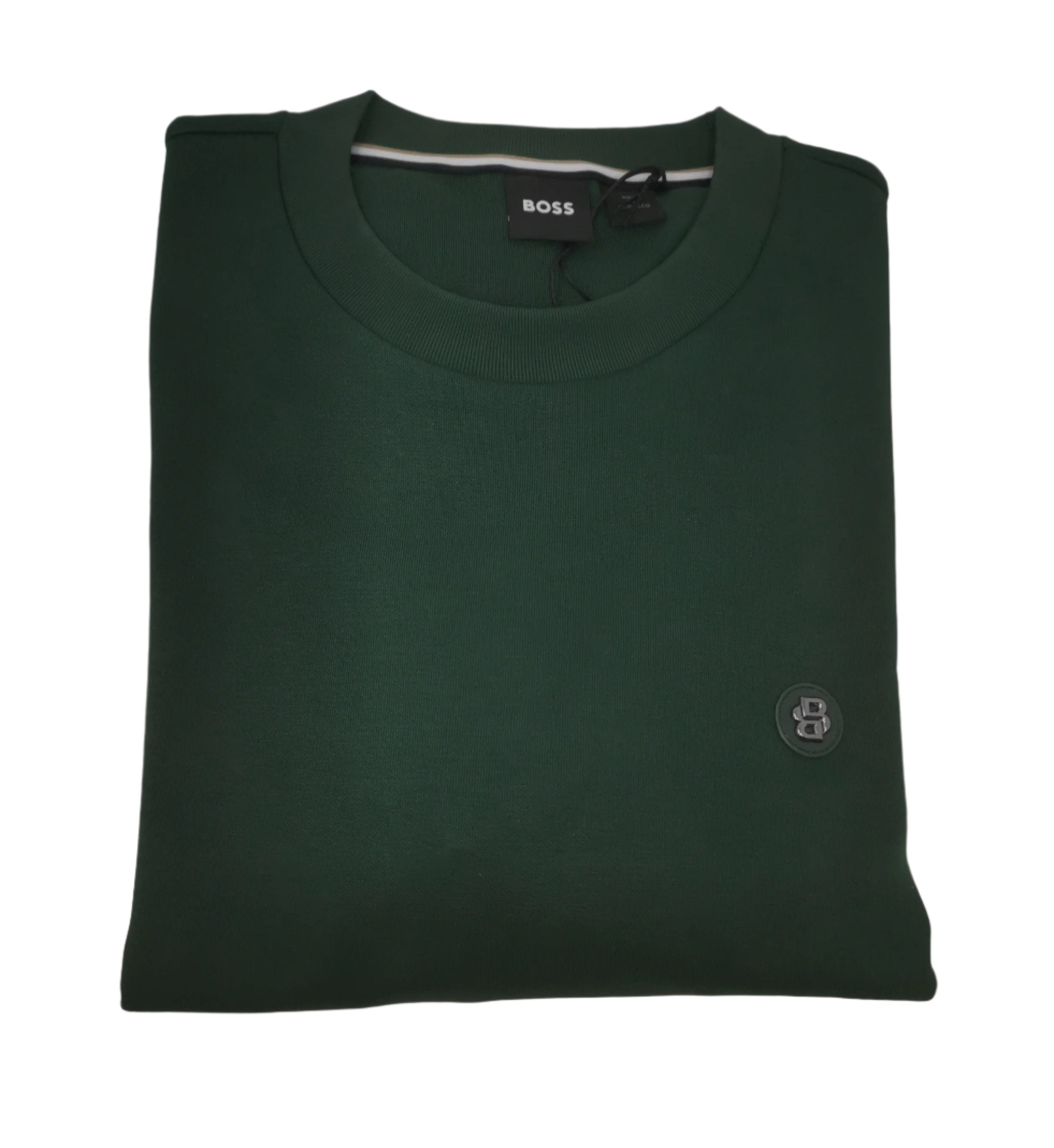 Pull de coton vert avec logo interlock Boss