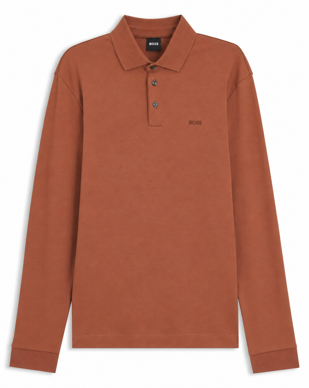 Polo manches longues orange brulé