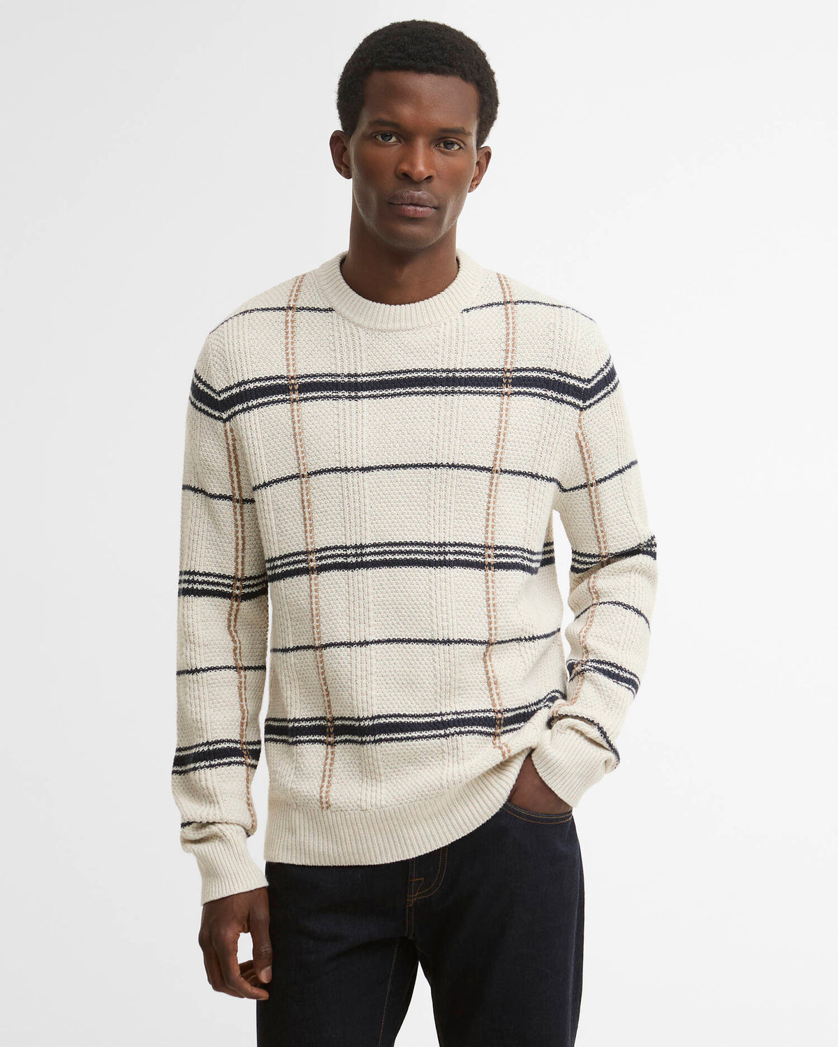 Pull en maille torsadée à col rond Fasey Tartan