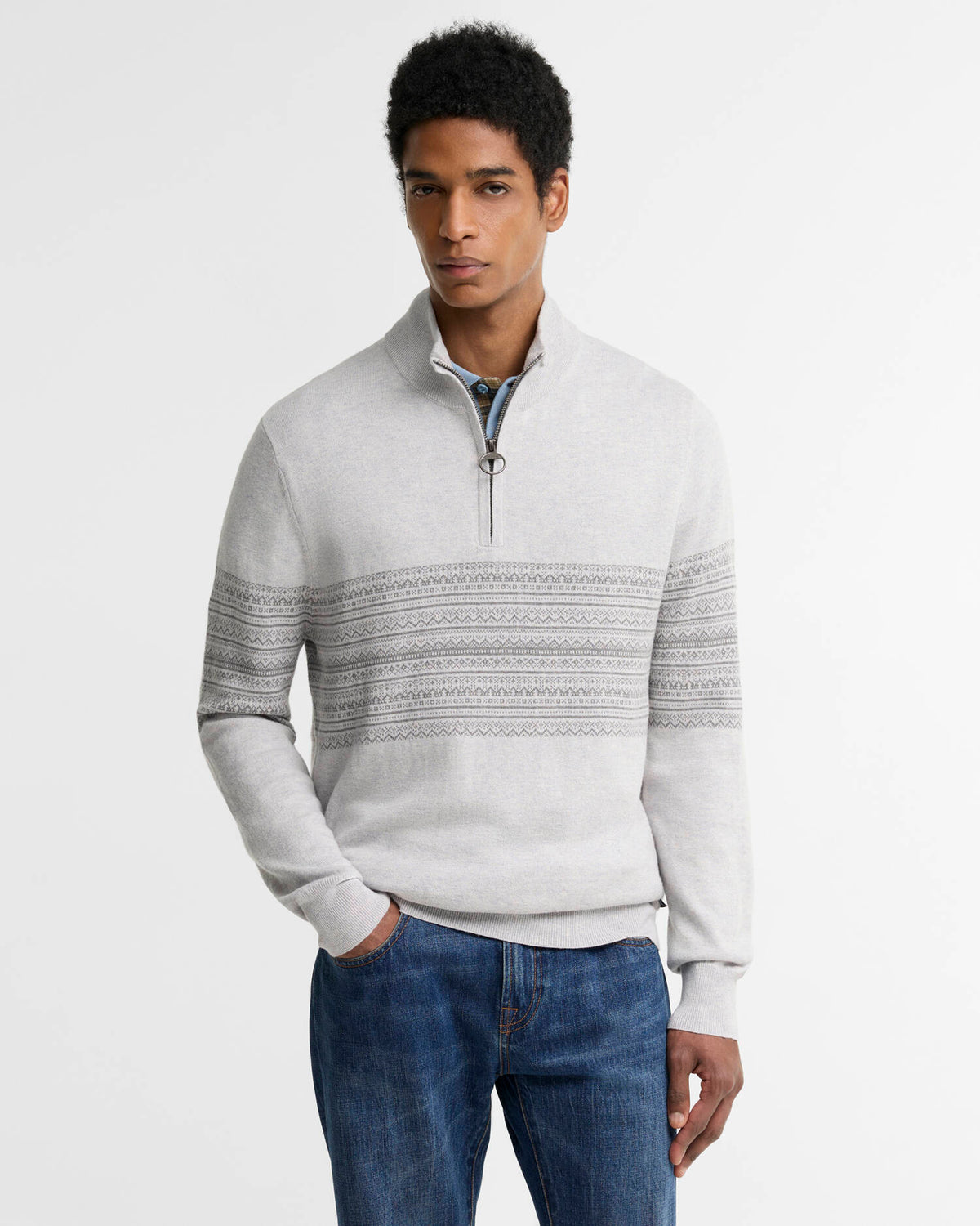 Pull  Millwood Fair Isle à demi-zip