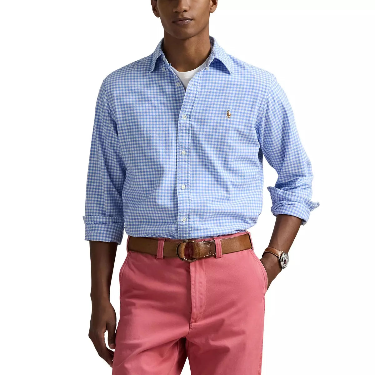 Chemise Oxford à carreaux bleu