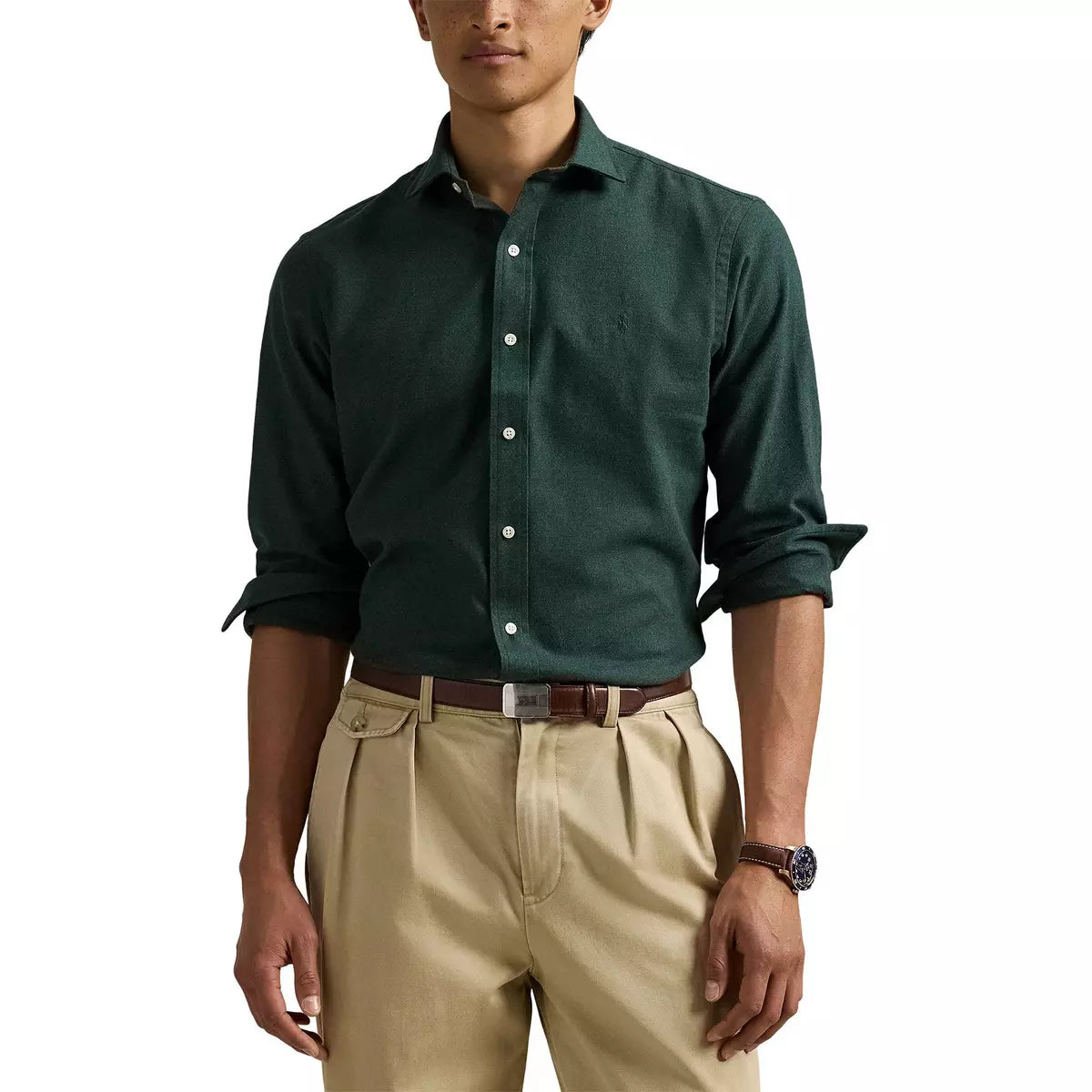 Chemise performance en flanelle verte