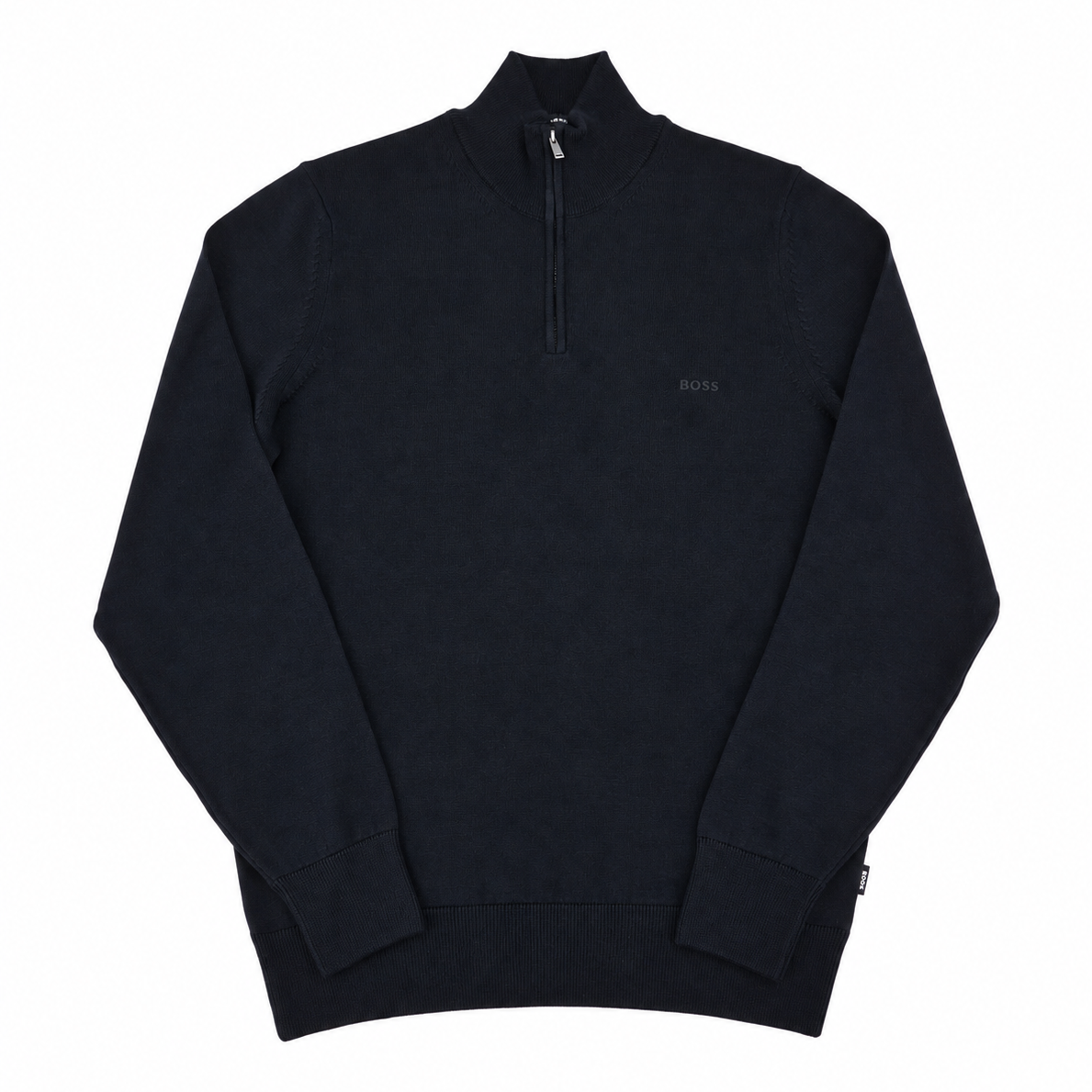 Pull noir à demi-zip en laine vierge