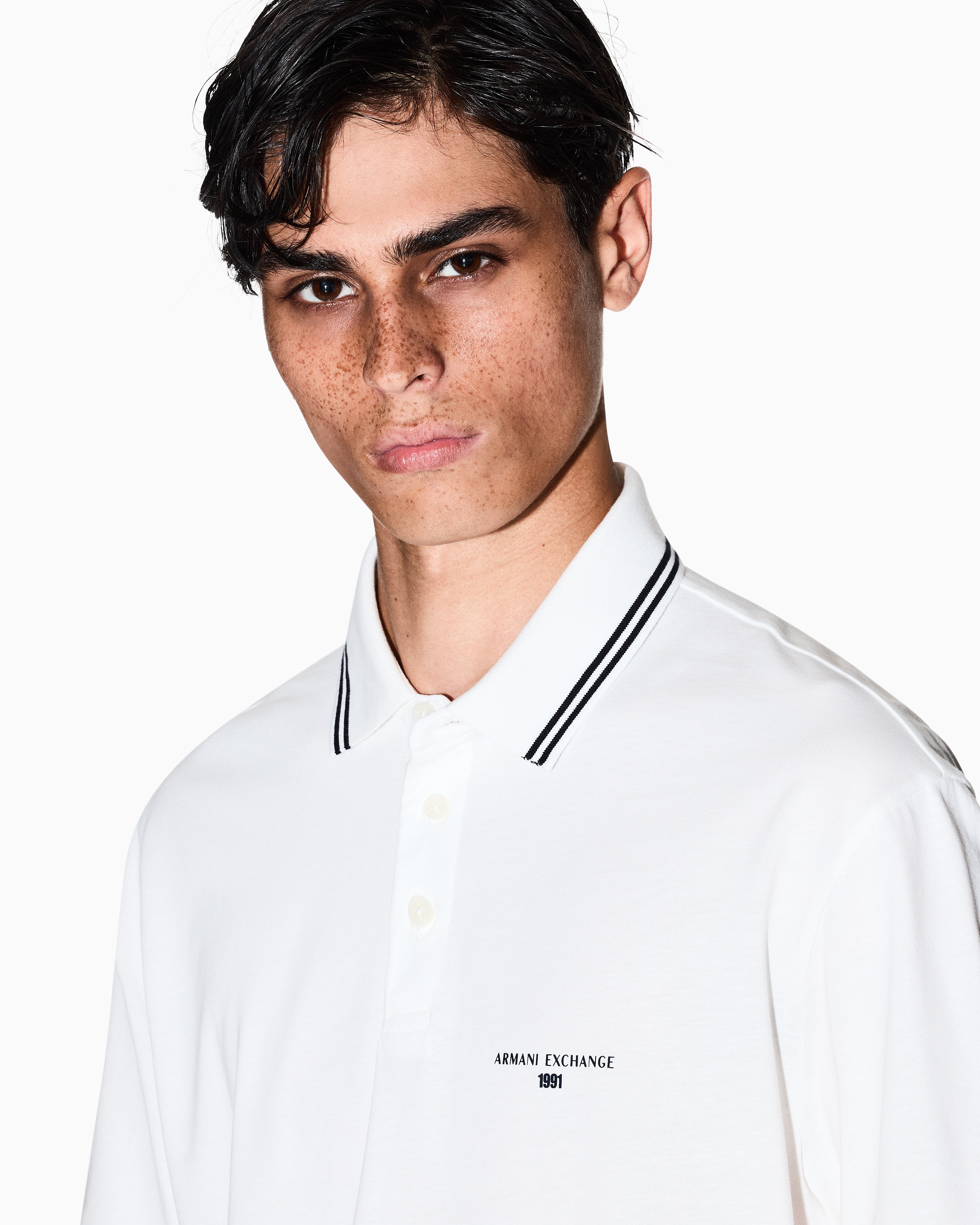 Polo en jersey de coton blanc cassé