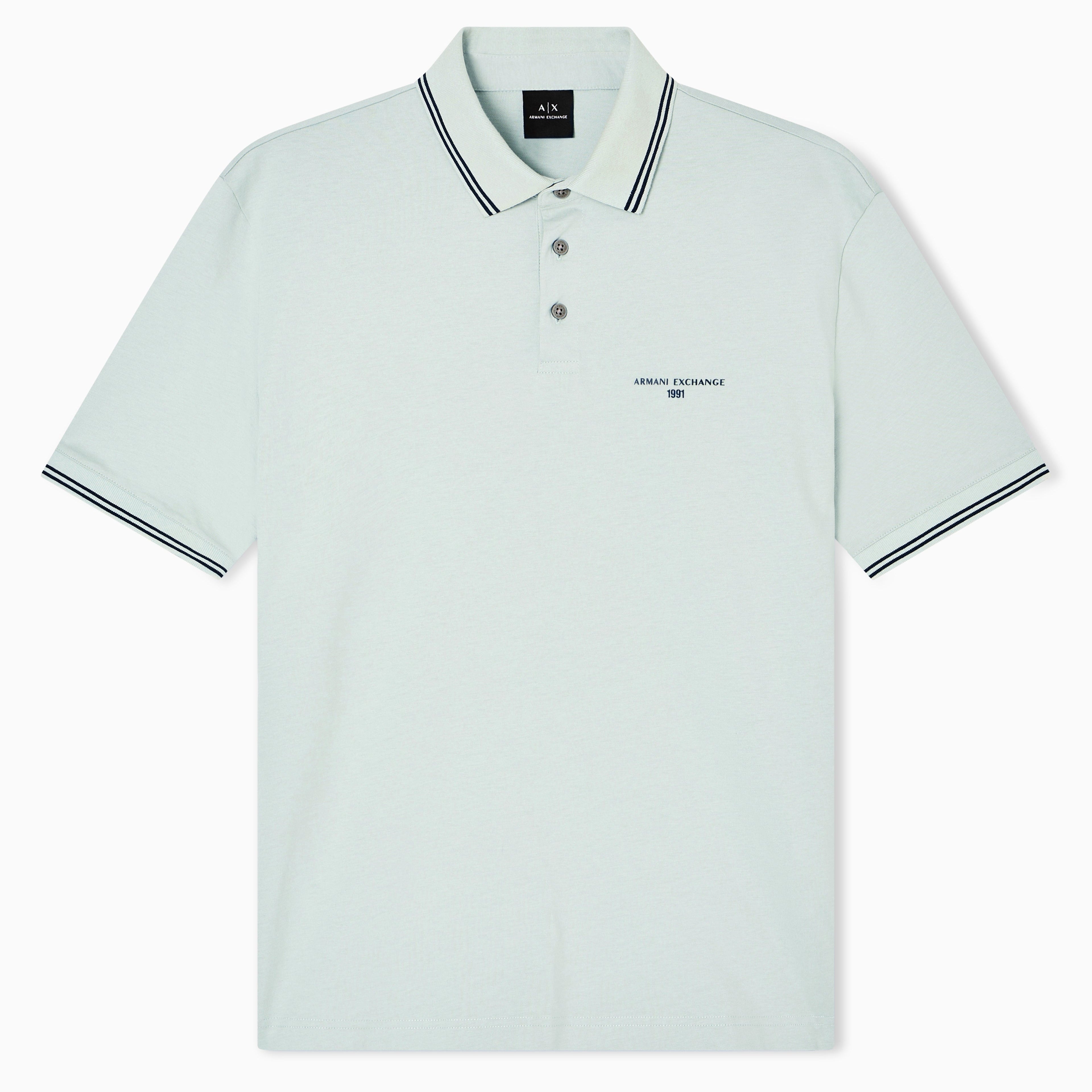 Polo en jersey de coton gris acqua