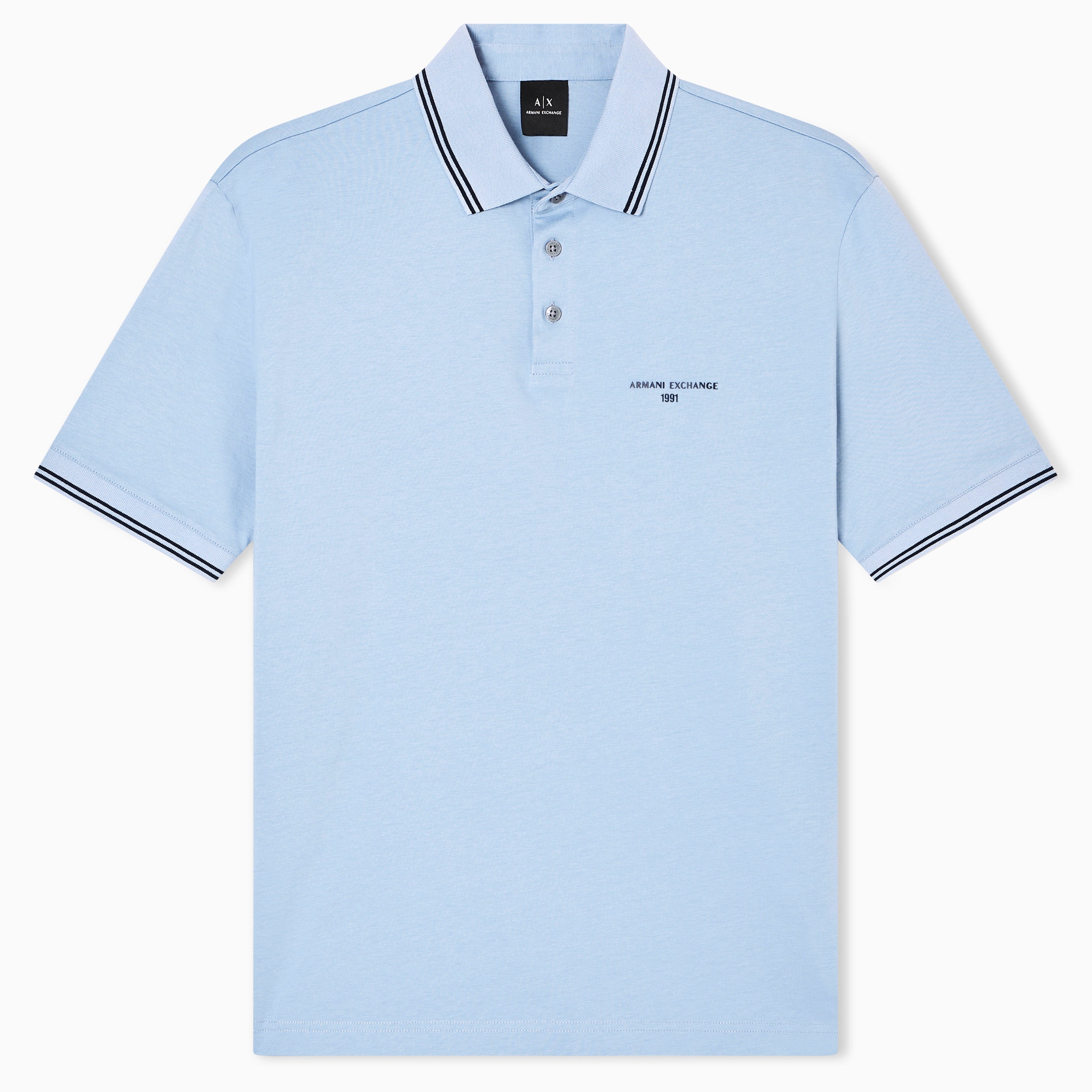 Polo en jersey de coton bleu denim