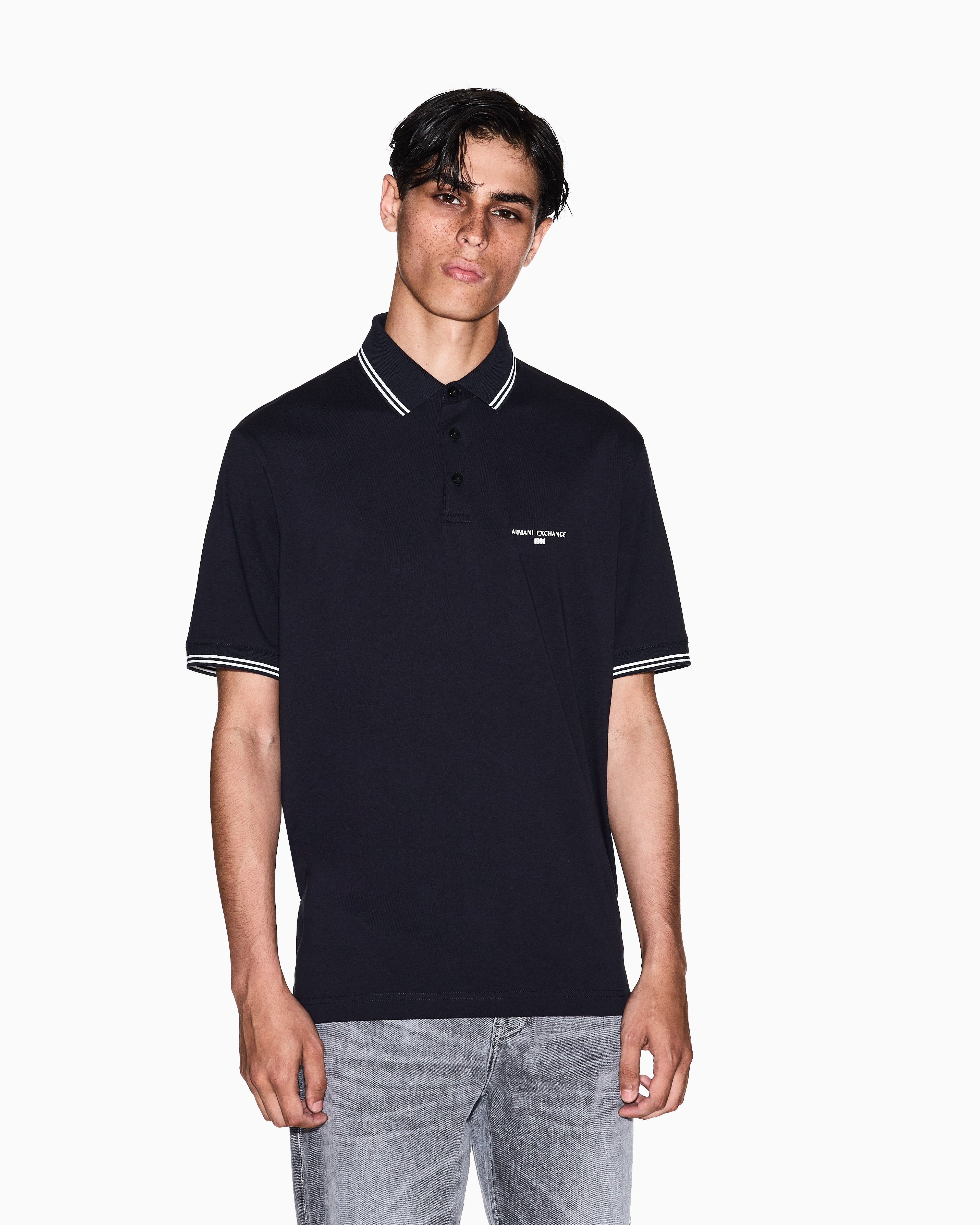 Polo en jersey de coton marine