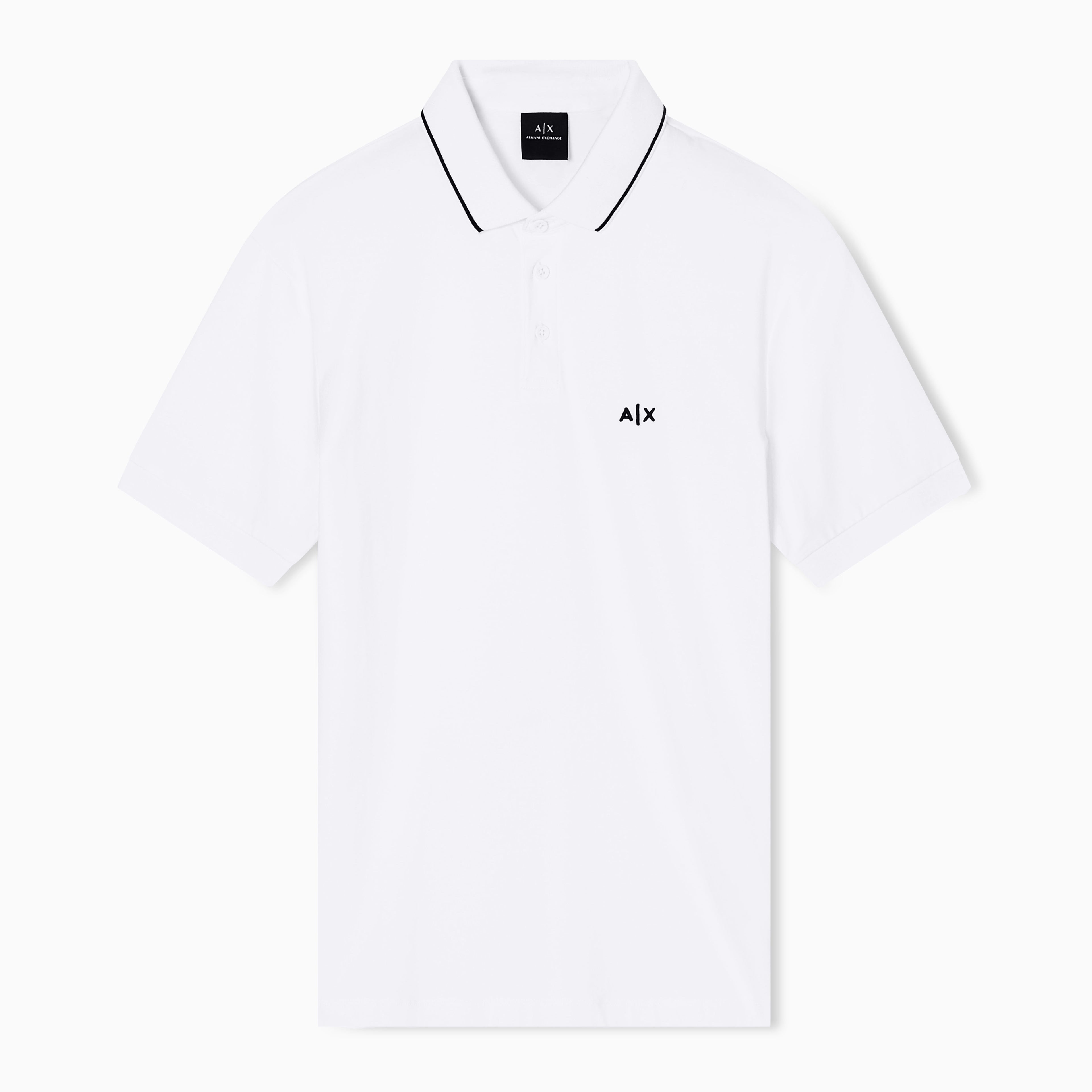 Polo manches courtes en jersey de coton blanc