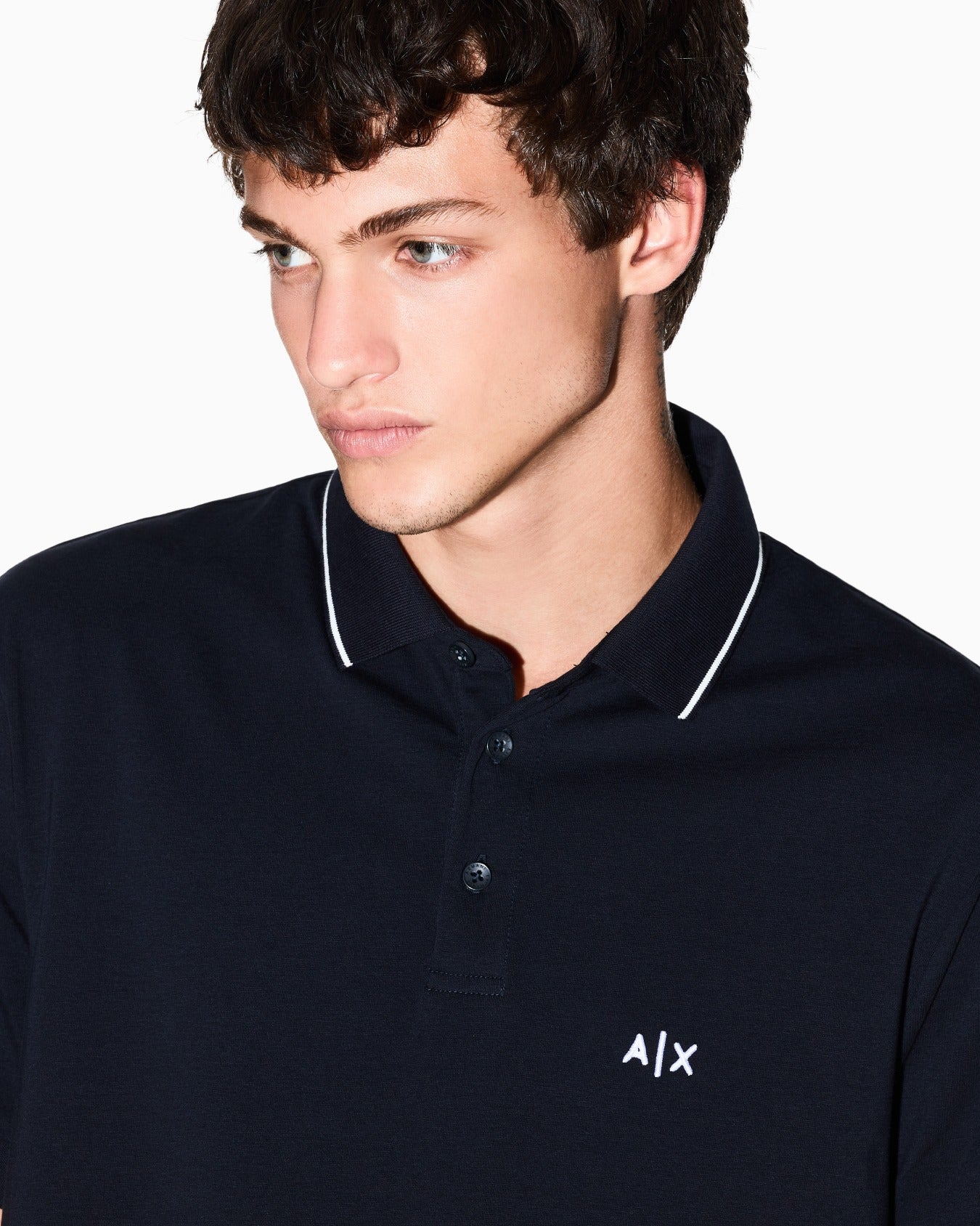 Polo manches courtes en jersey de coton marine