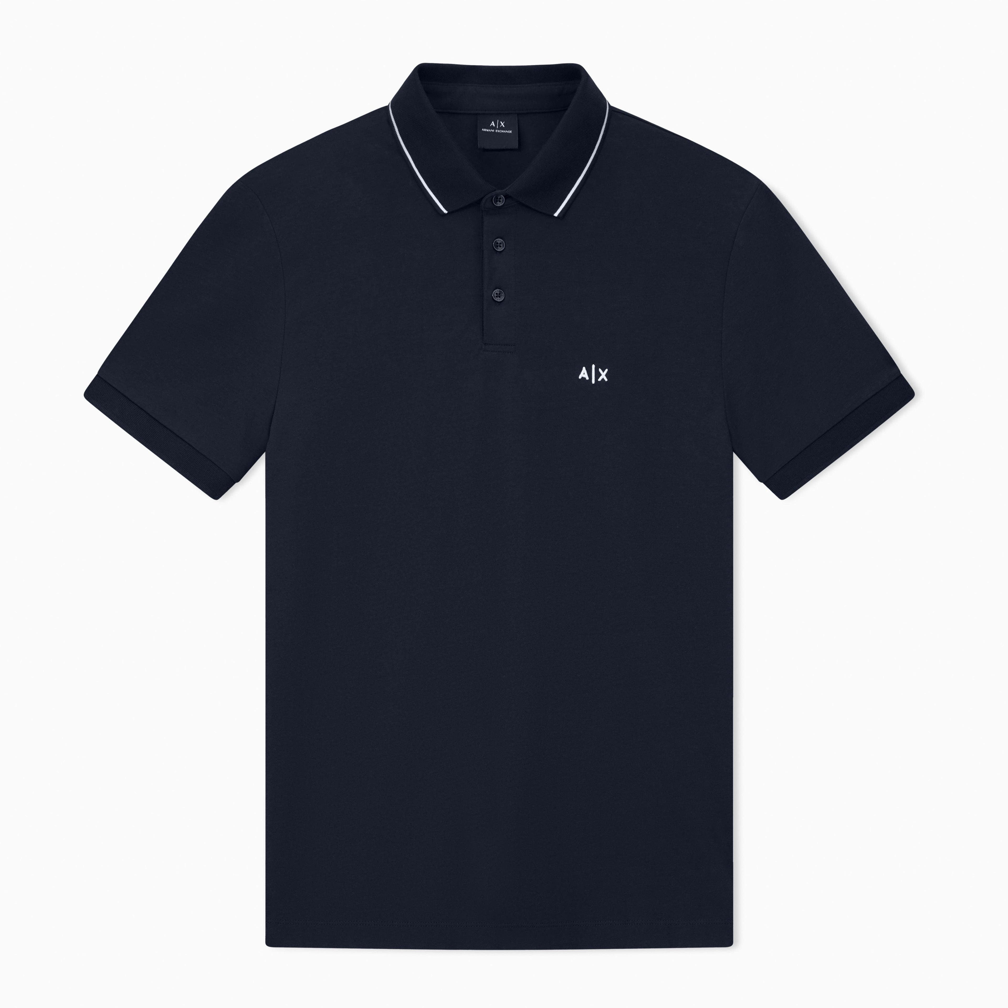 Polo manches courtes en jersey de coton marine
