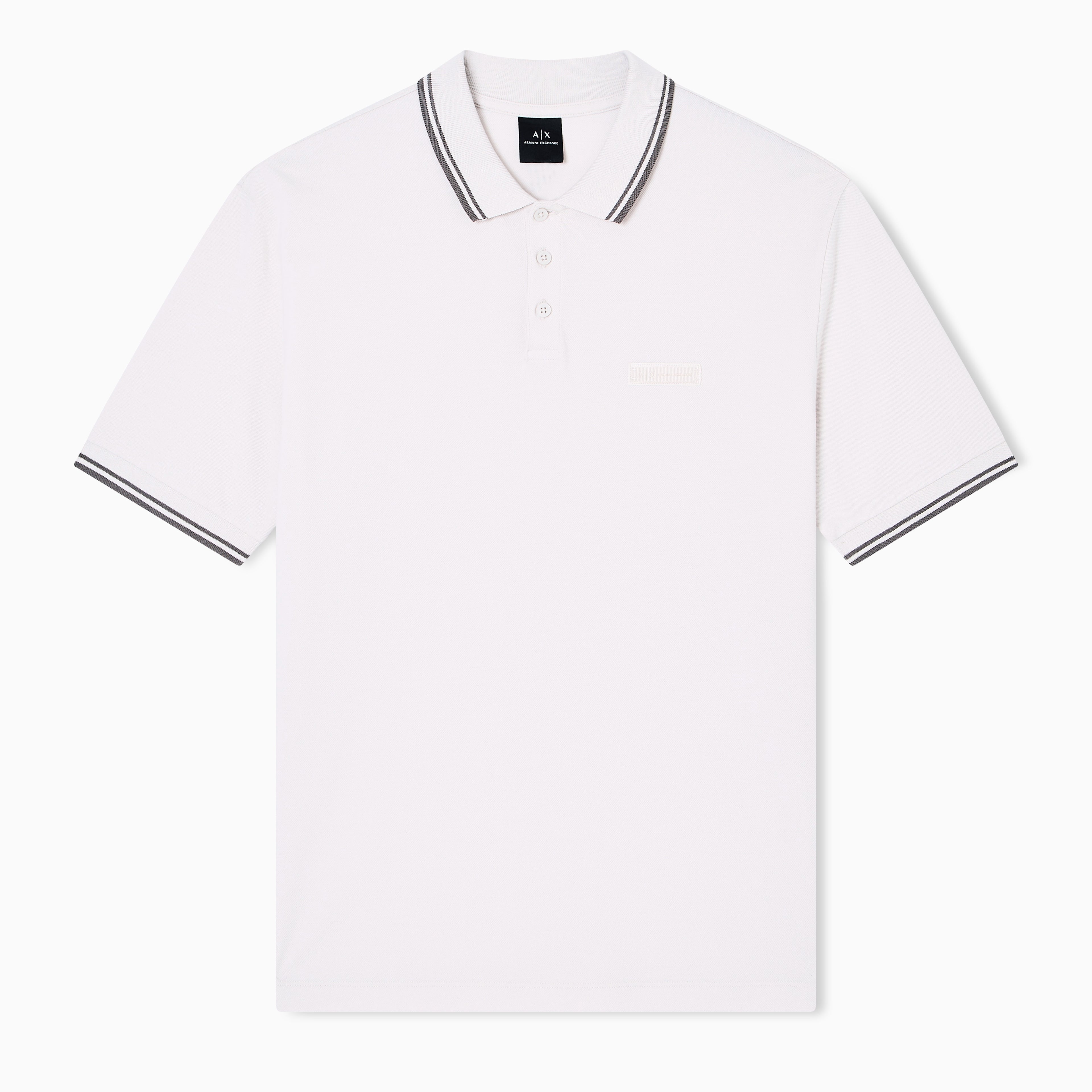 Polo en coton à détails rayés beige pâle