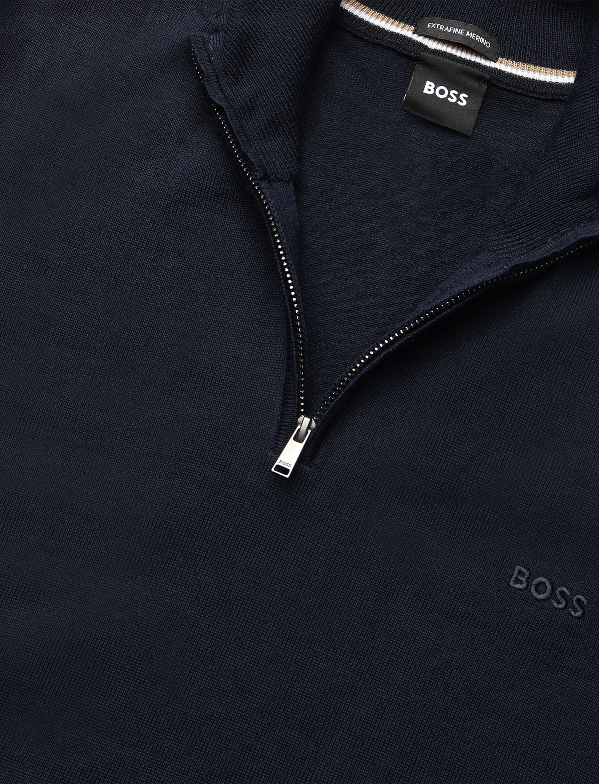 Pull noir à demi-zip en laine vierge