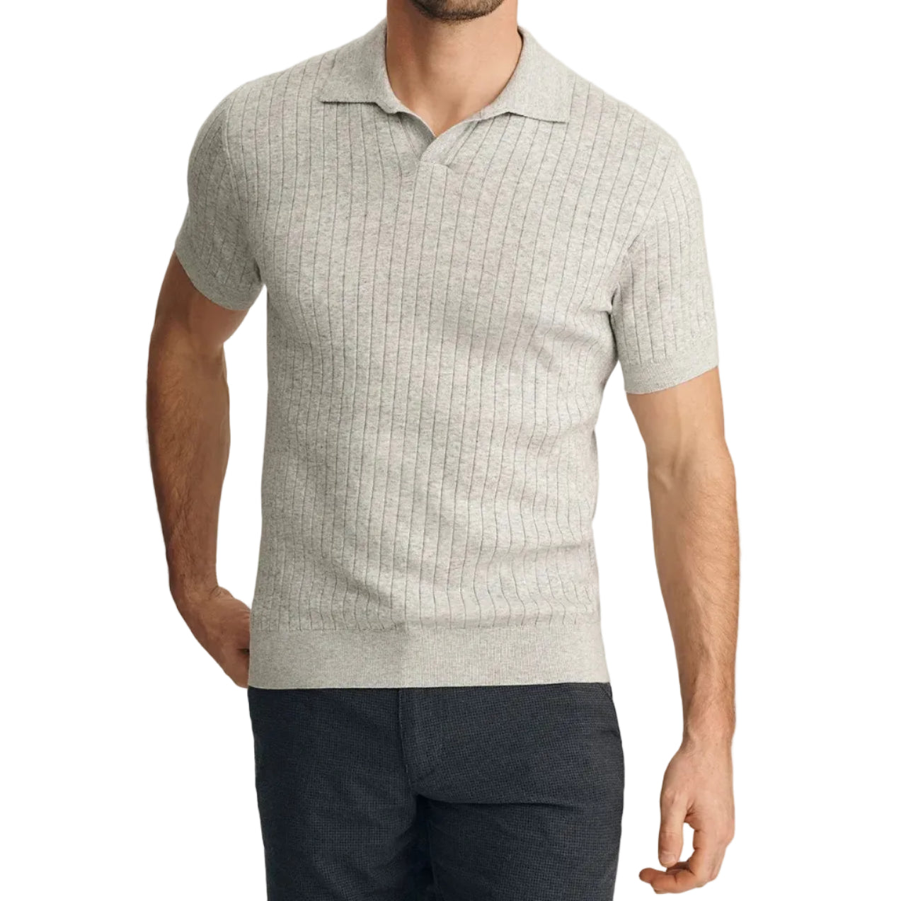 Polo de tricot gris