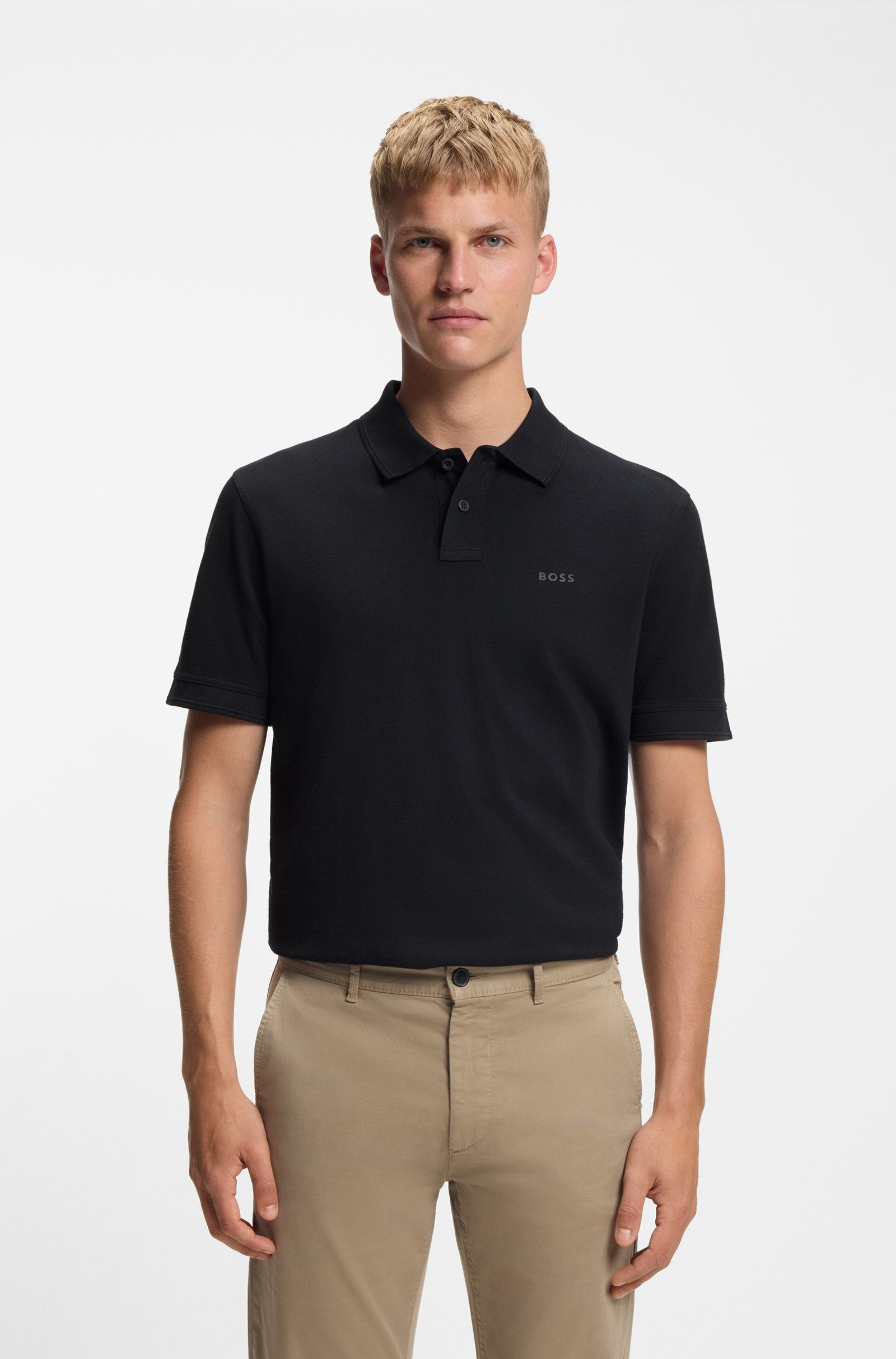 Polo en coton piqué marine