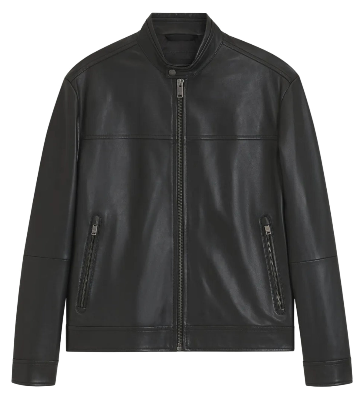 Veste en cuir noir style biker