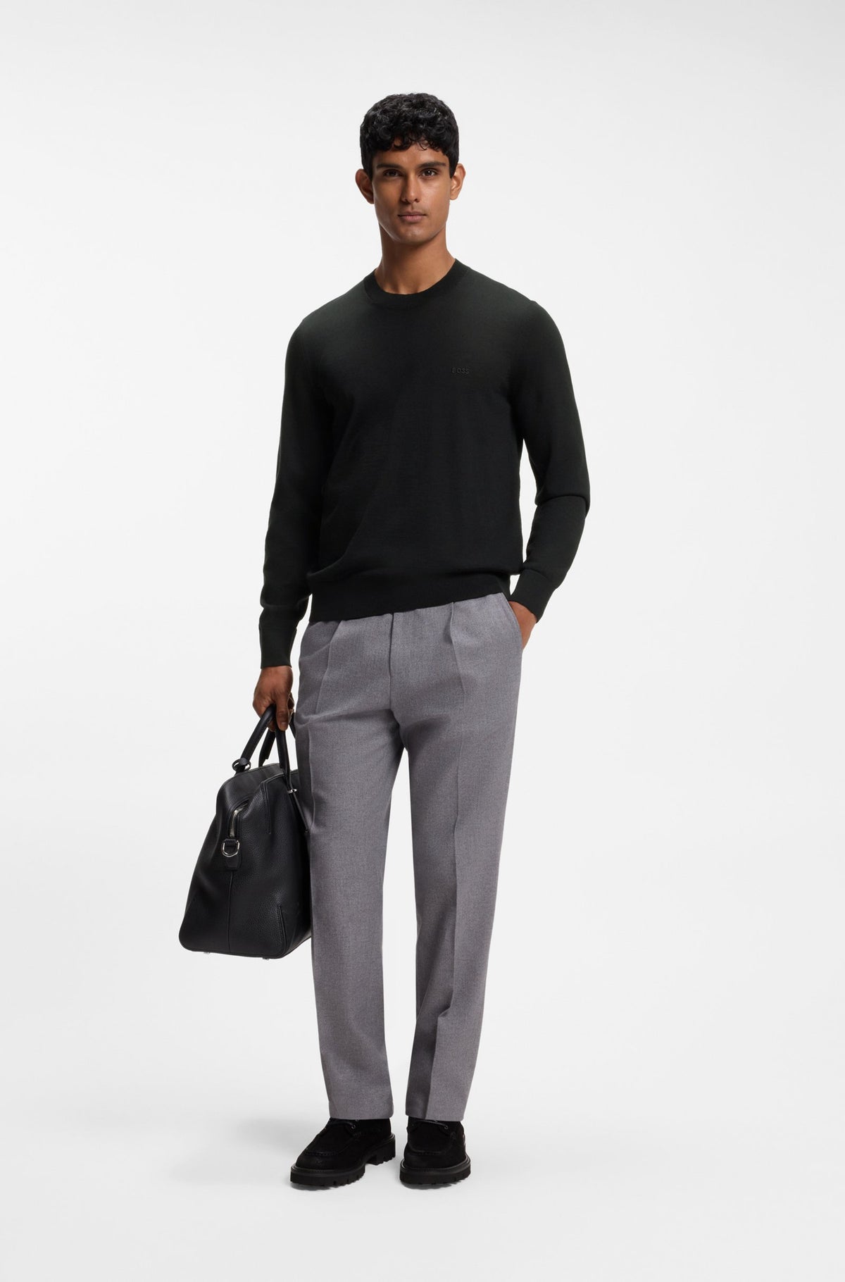 Pull en laine col rond noir
