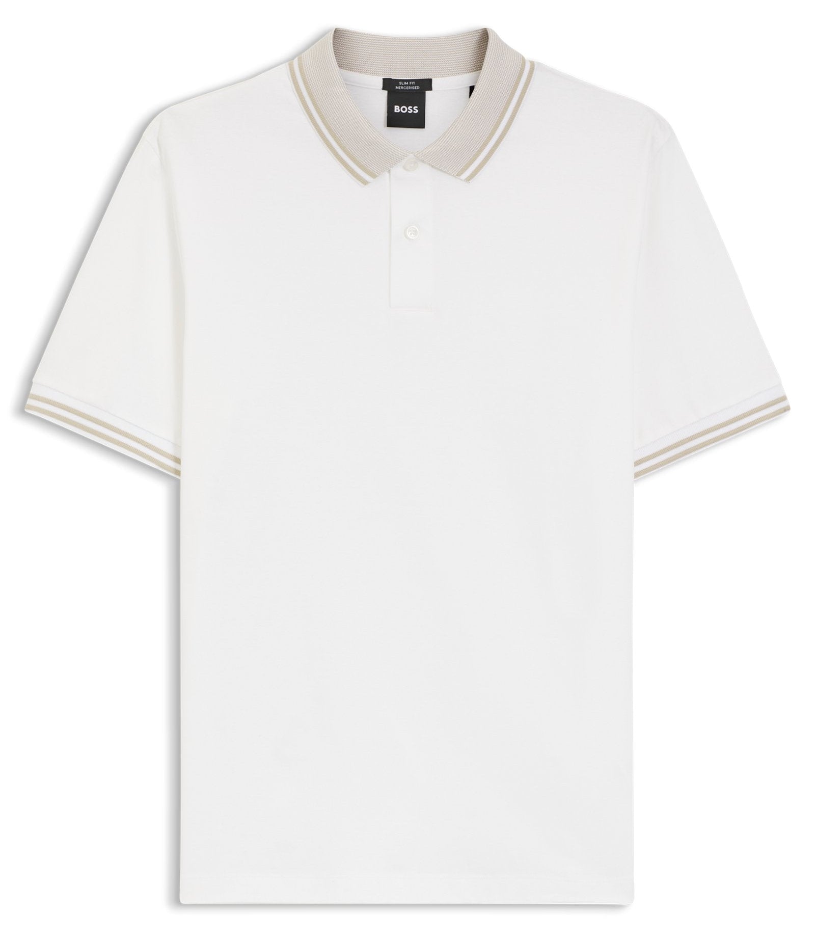 Polo col contrasté blanc en coton mercerisé