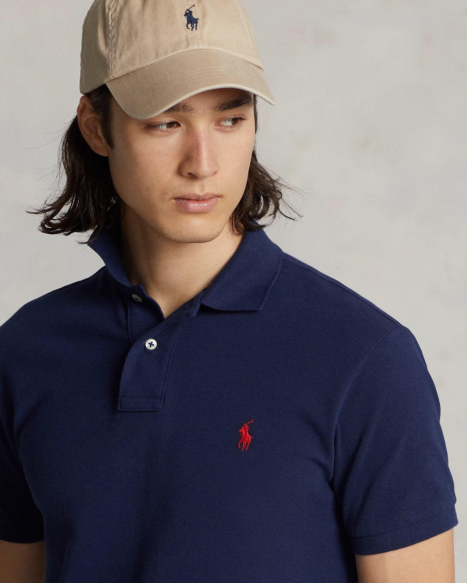 Polo marine en coton piqué