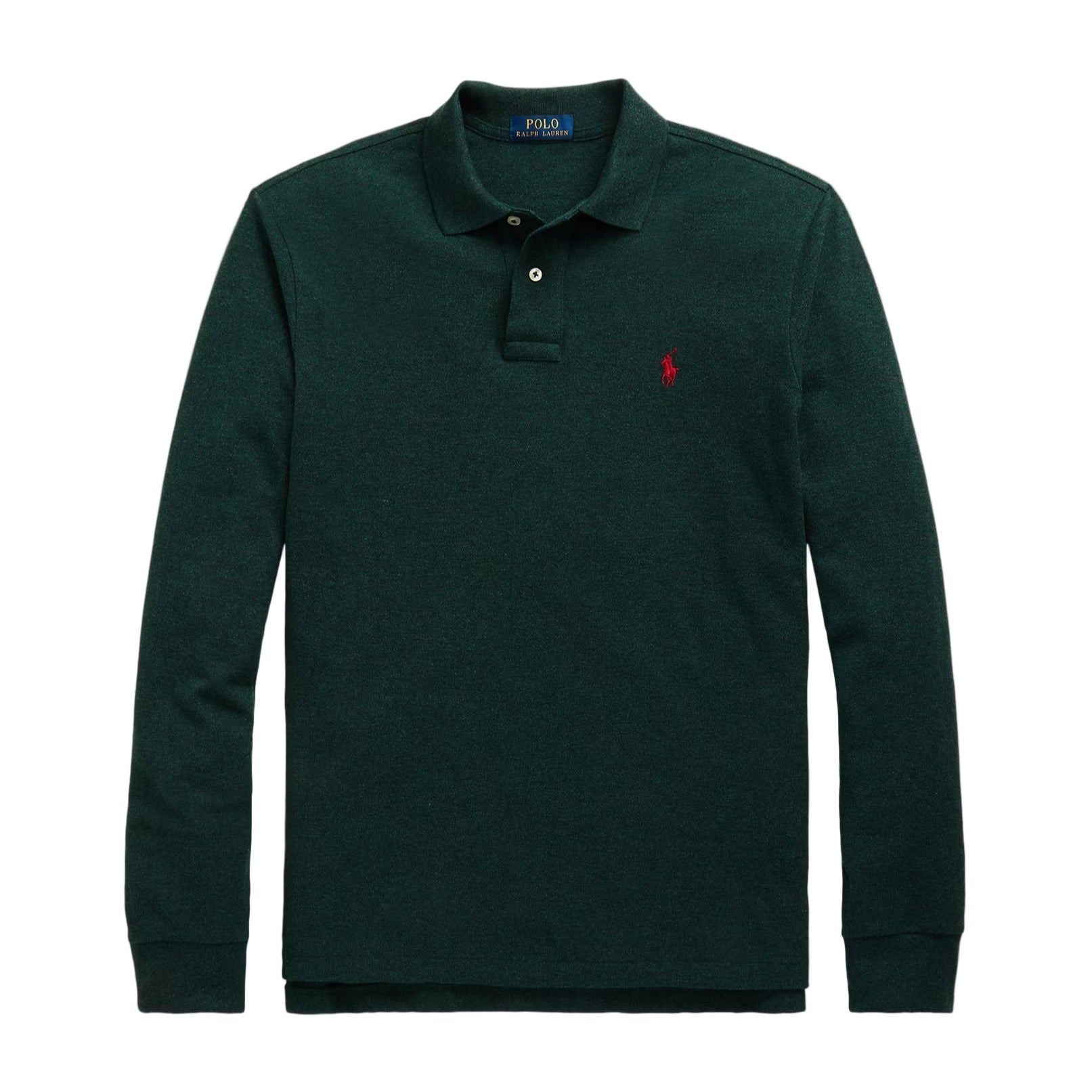 Polo manches longues en maille de coton vert