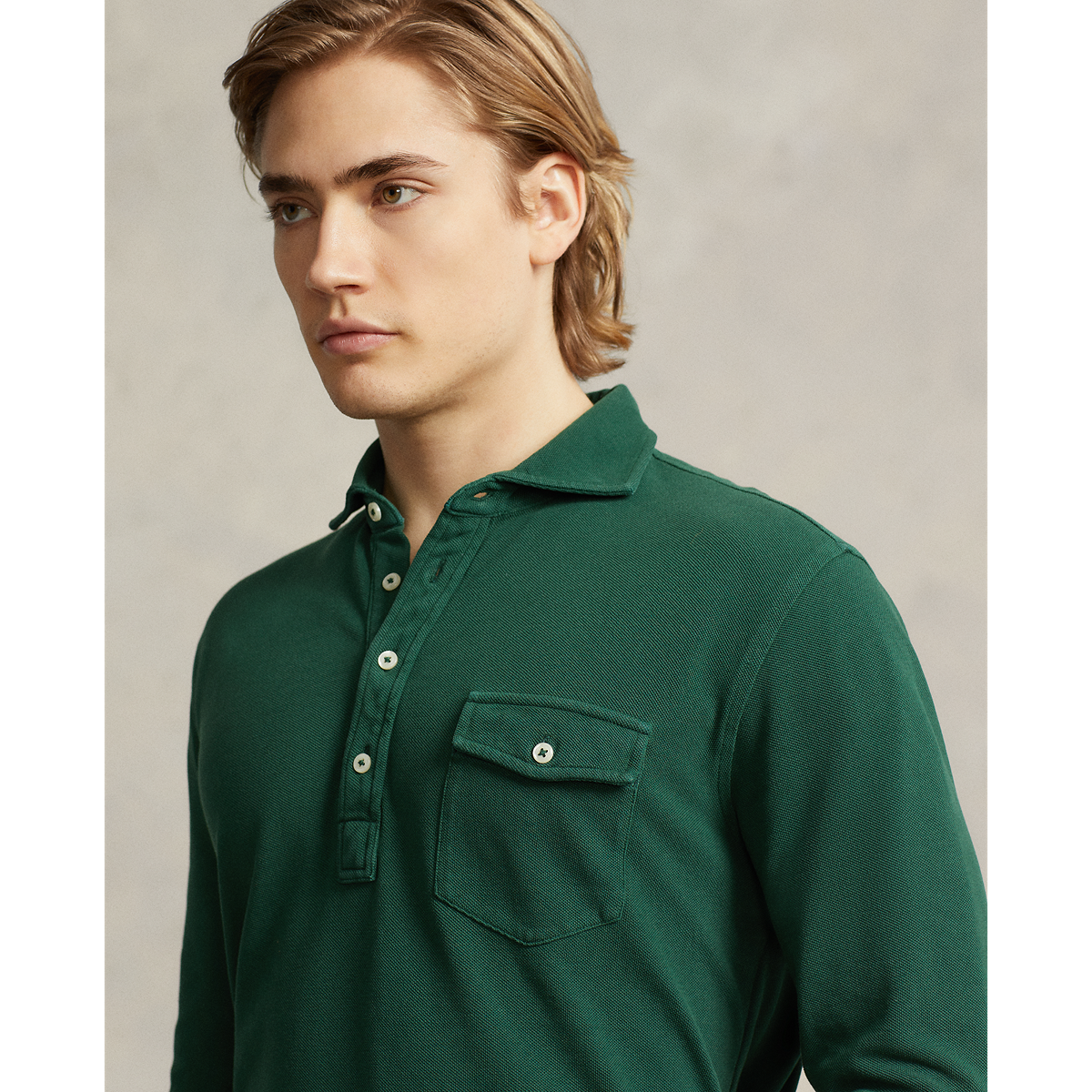 Polo manches longues original vert