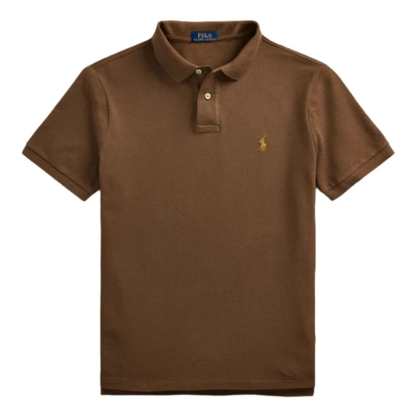 Polo piqué slim brun