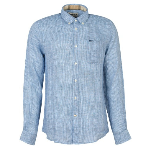 Chemise en coton et lin bleu Linton