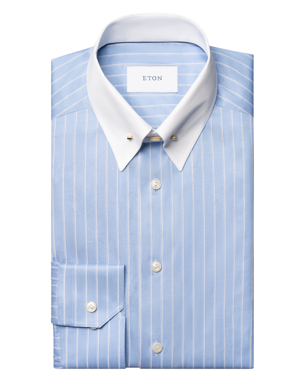 Chemise à fines rayures et col contrastant